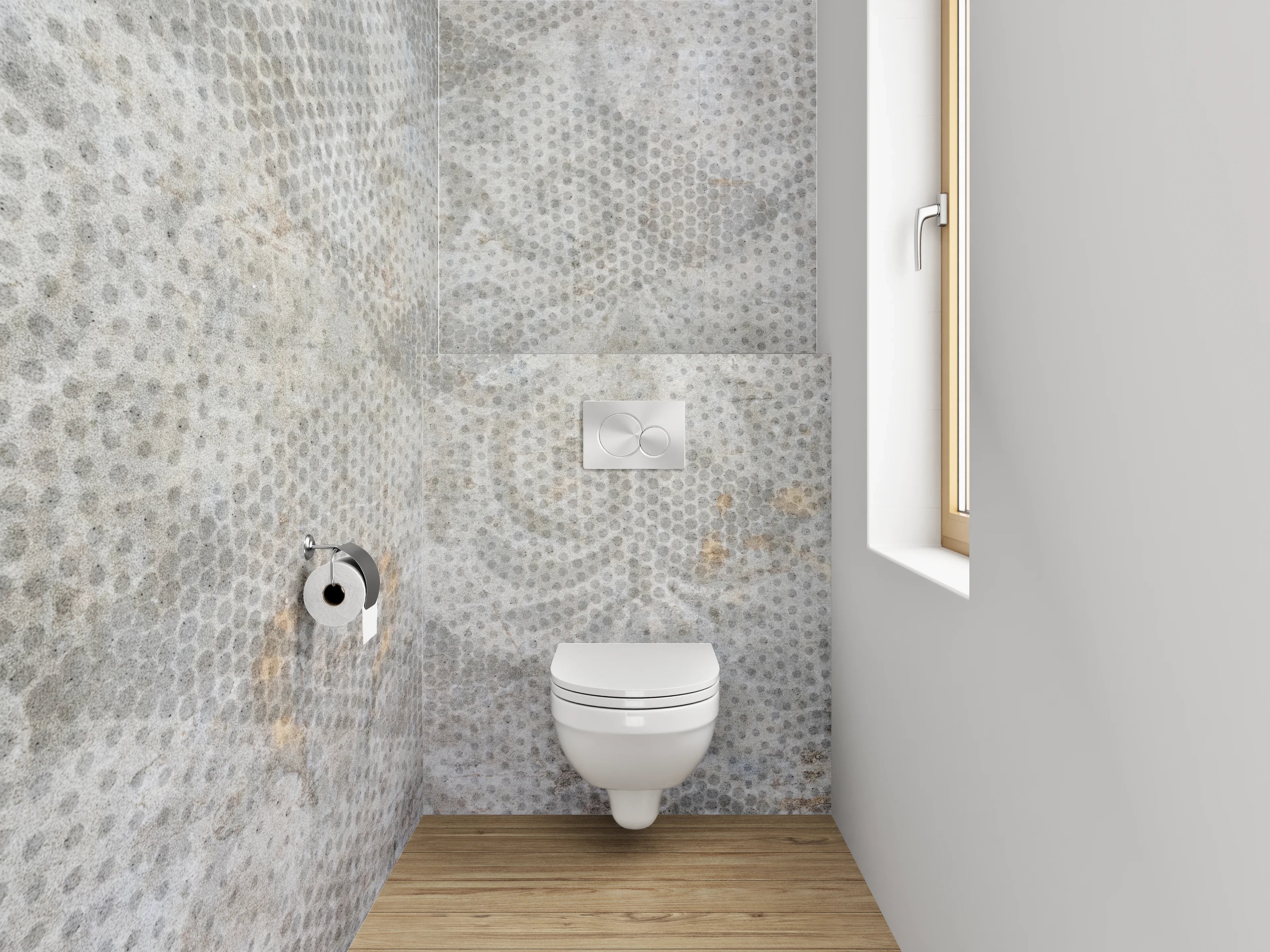 WC-Rückwand - Weiß-graues Vintage Ornament Muster