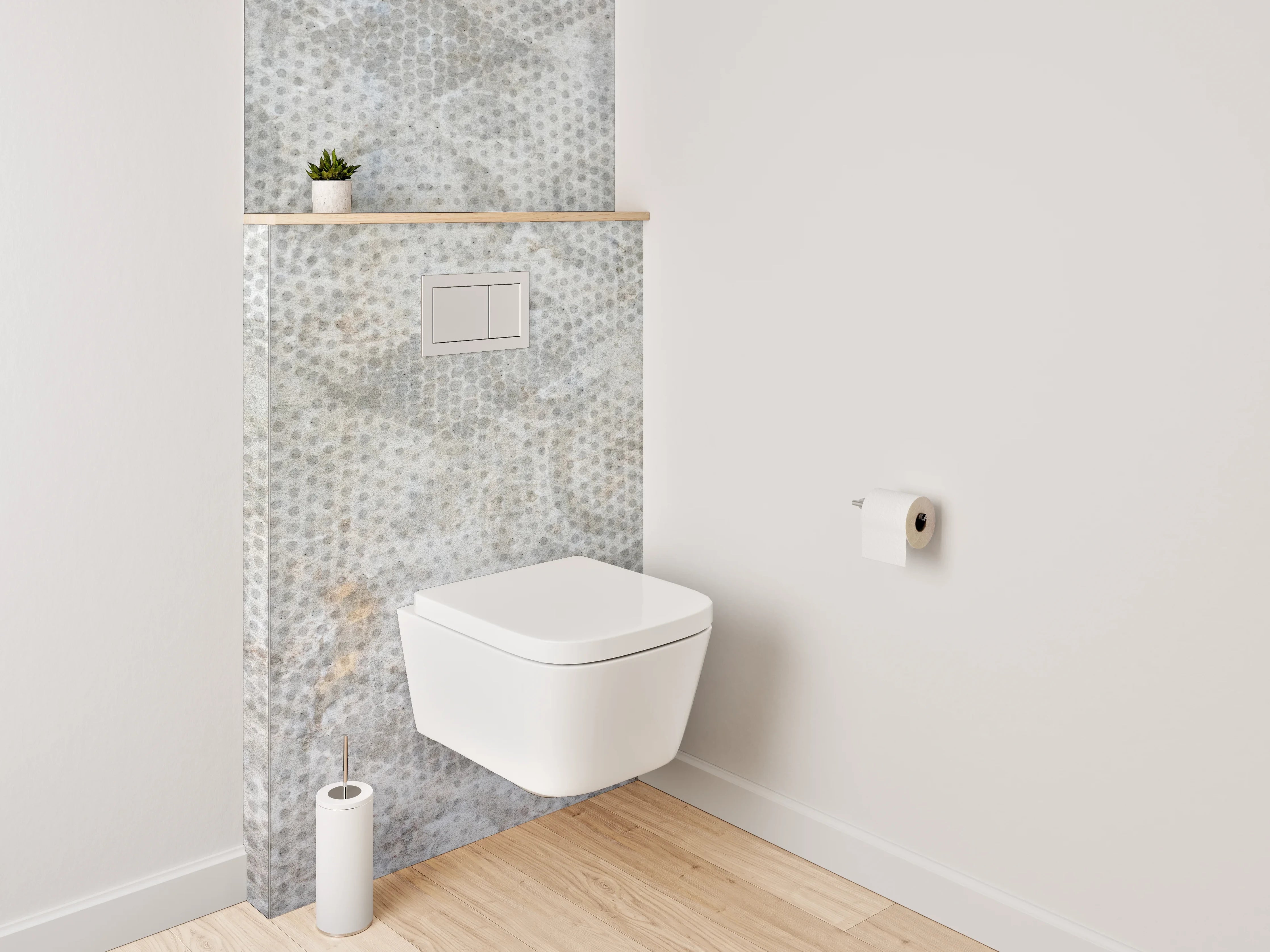 WC-Rückwand - Weiß-graues Vintage Ornament Muster