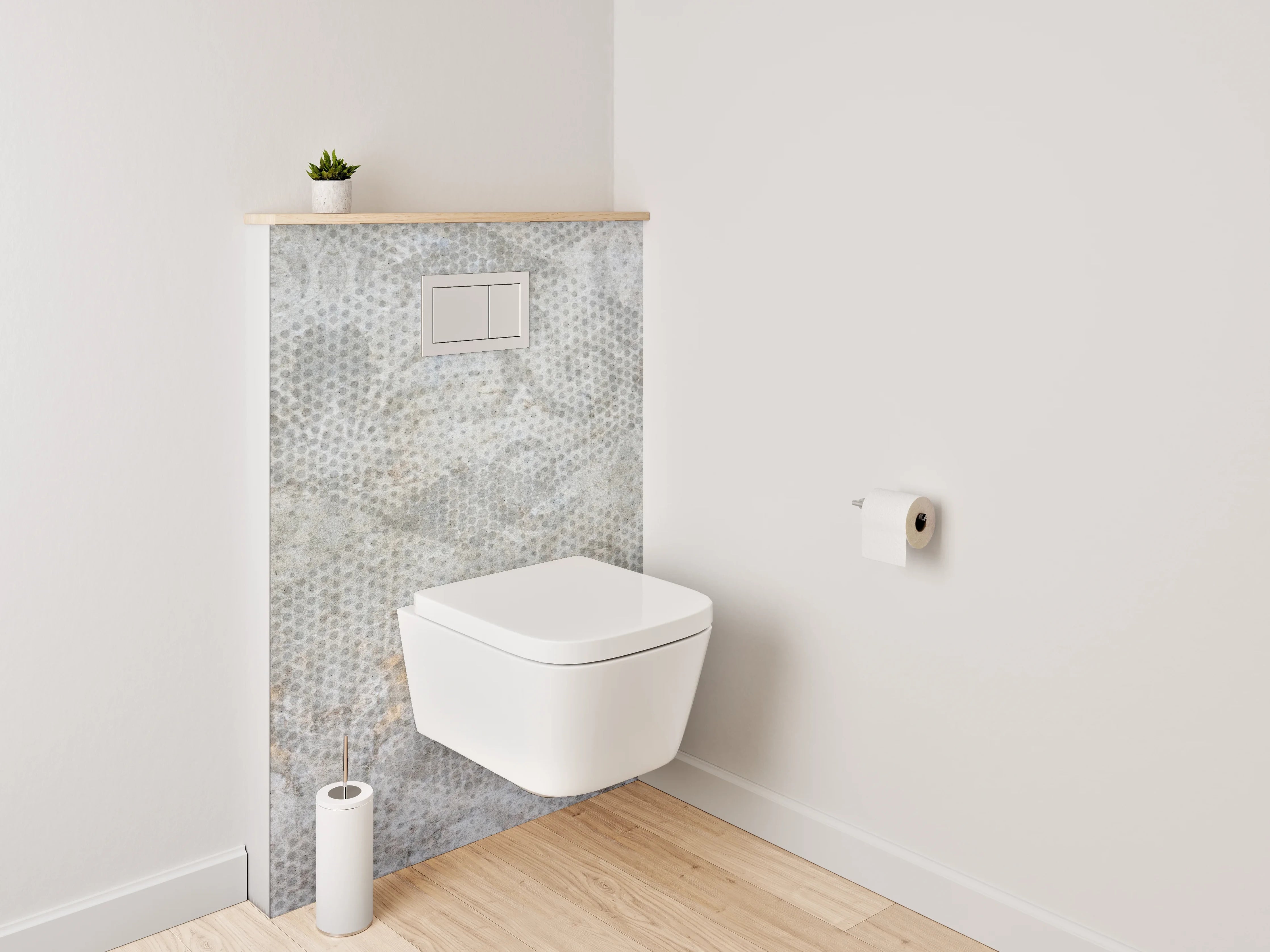 WC-Rückwand - Weiß-graues Vintage Ornament Muster