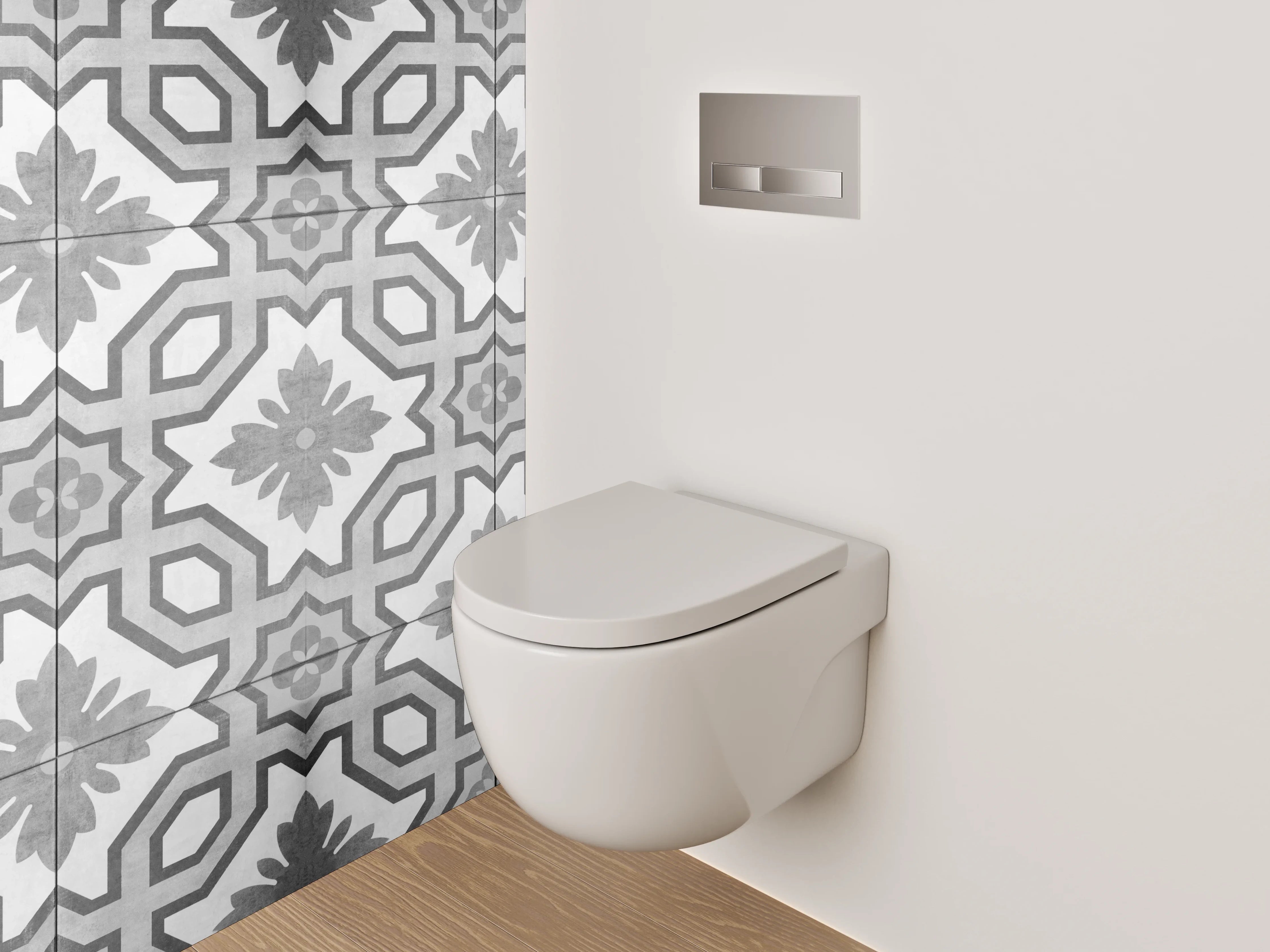 WC-Rückwand - Weiß-graues geometrisches Muster Schwarz-Weiß