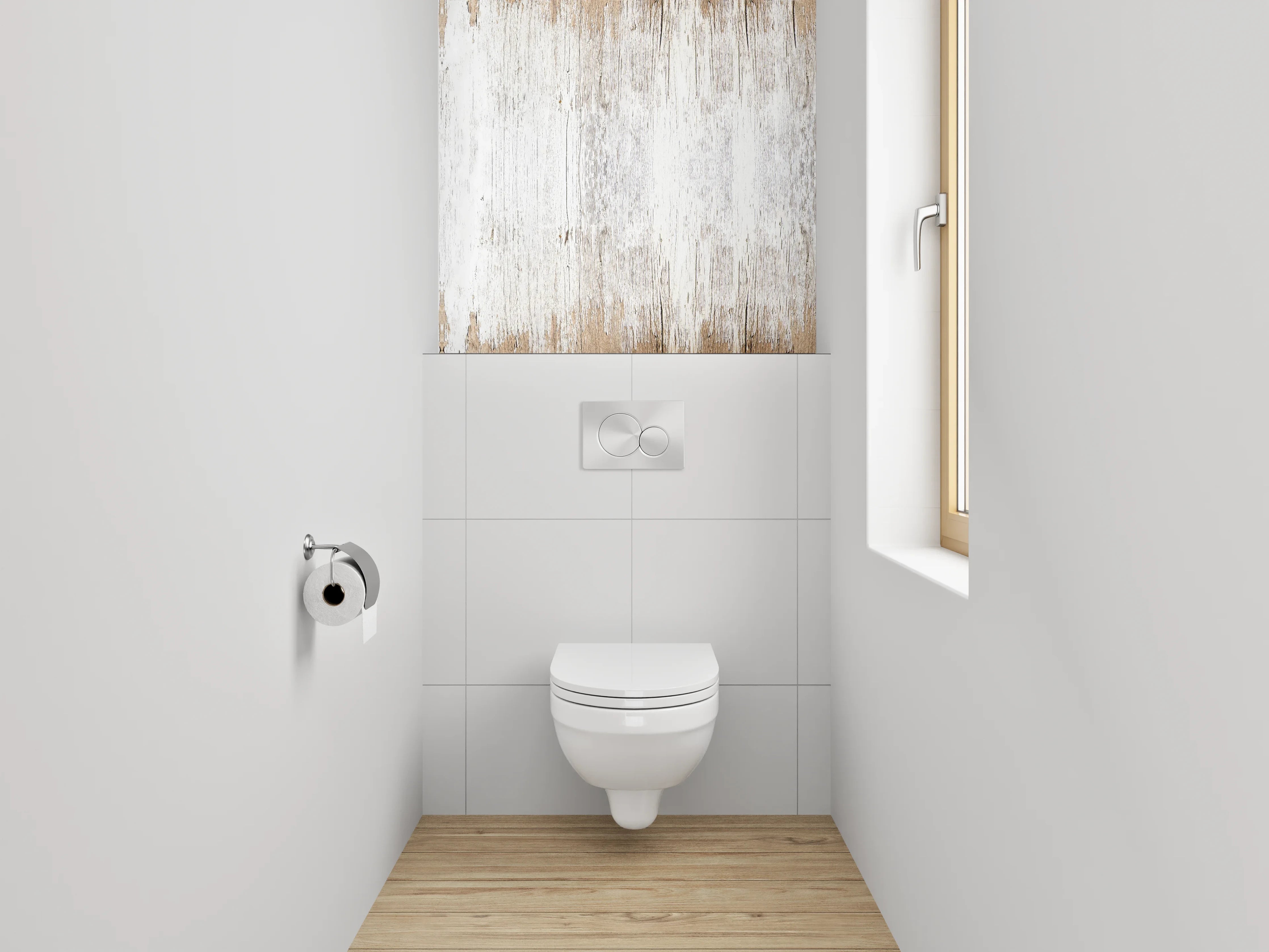 WC-Rückwand - Weißbraune Vintage-Holzoptik