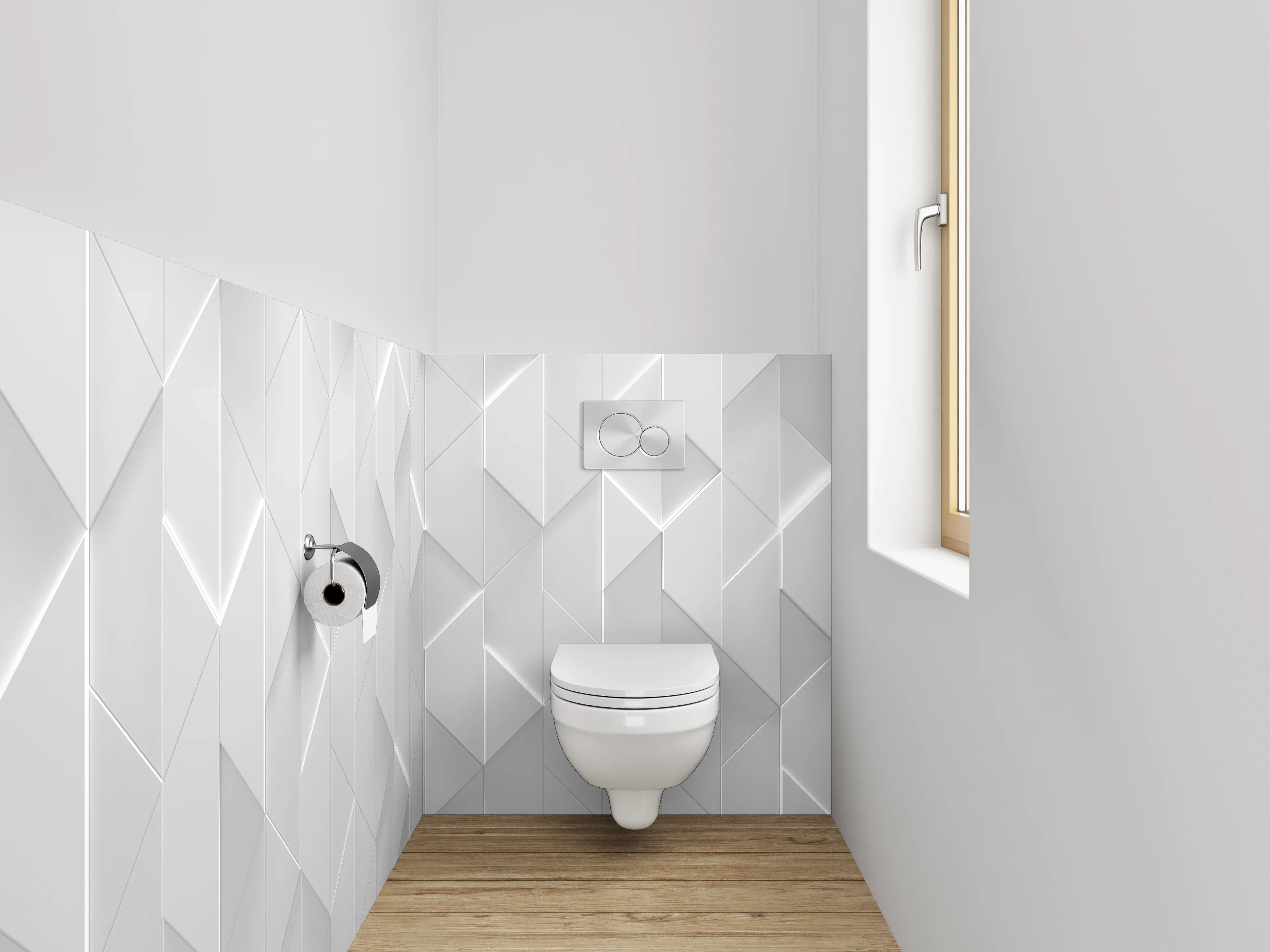 WC-Rückwand - Weiße 3D-Muster Wandpaneele