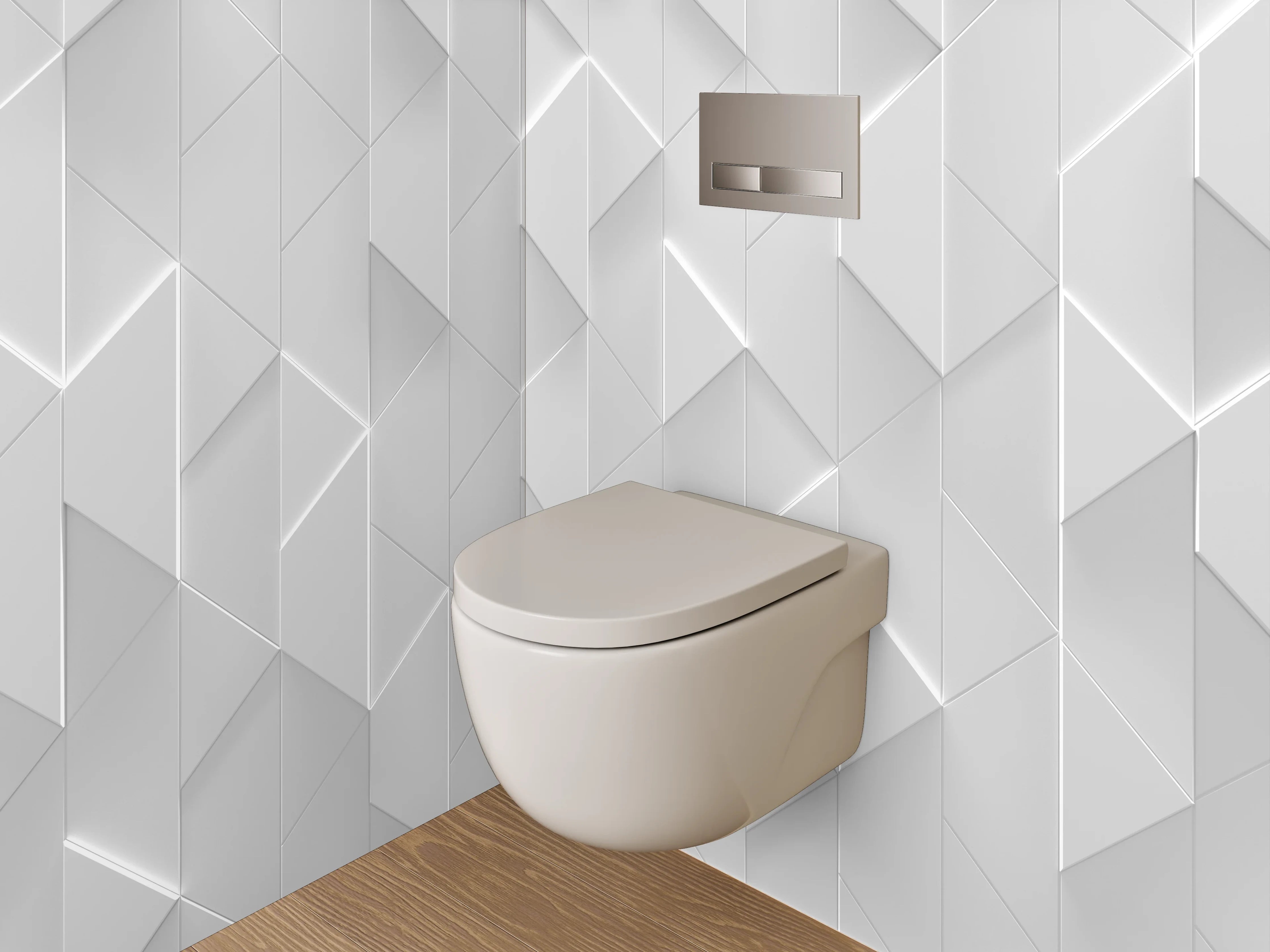 WC-Rückwand - Weiße 3D-Muster Wandpaneele