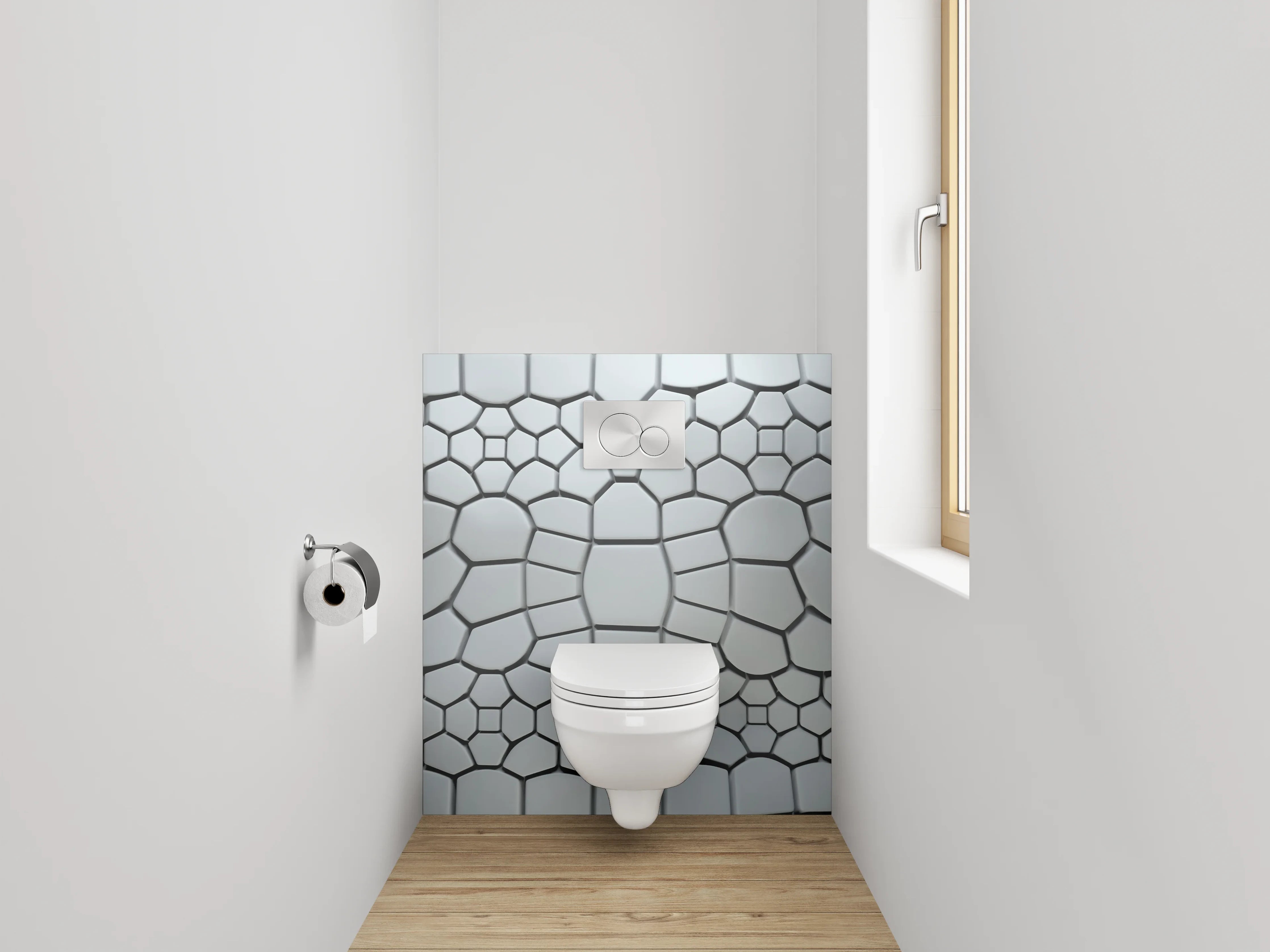 WC-Rückwand - Weiße Abstrakte Kachelmuster-Optik