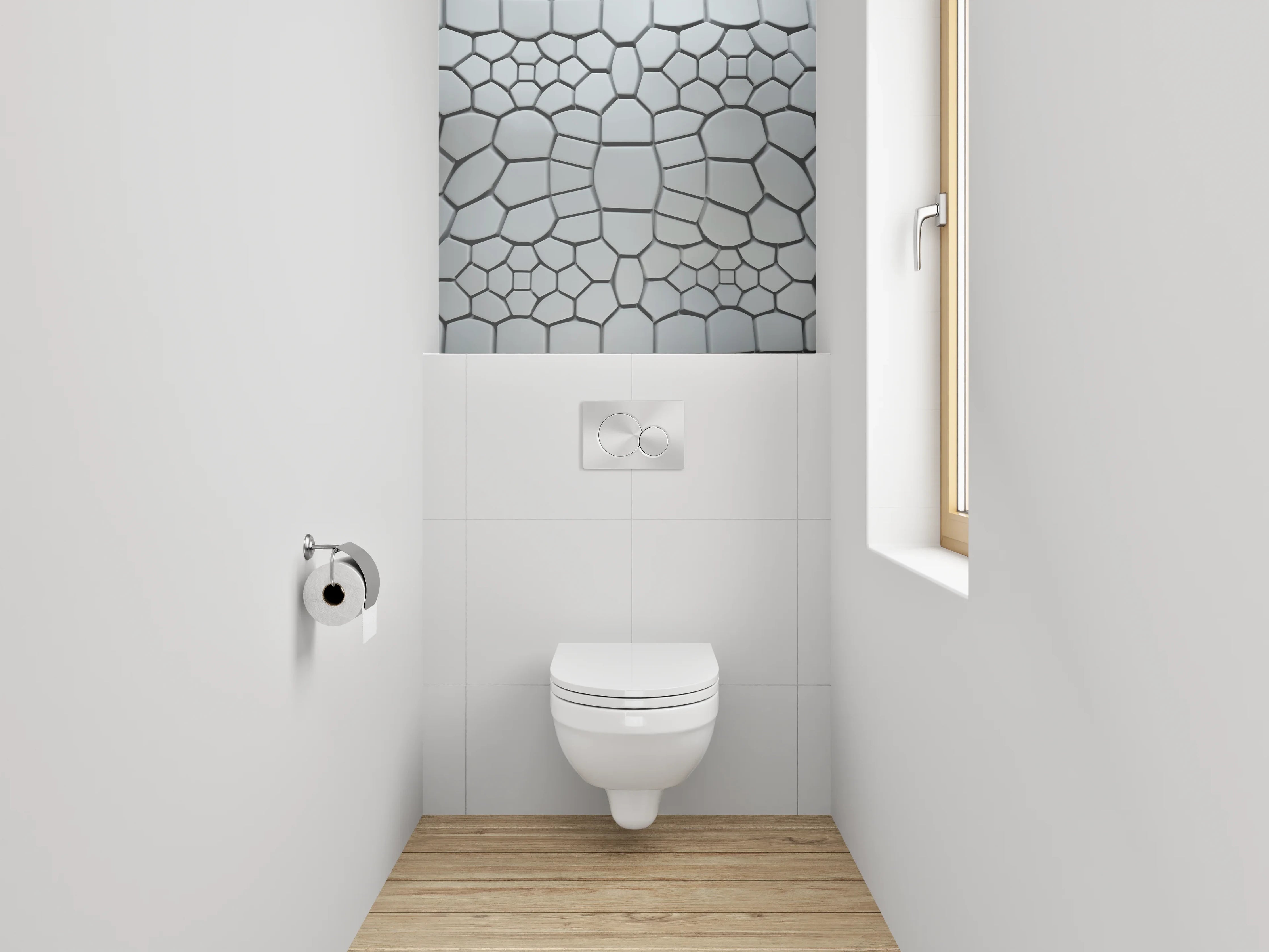 WC-Rückwand - Weiße Abstrakte Kachelmuster-Optik