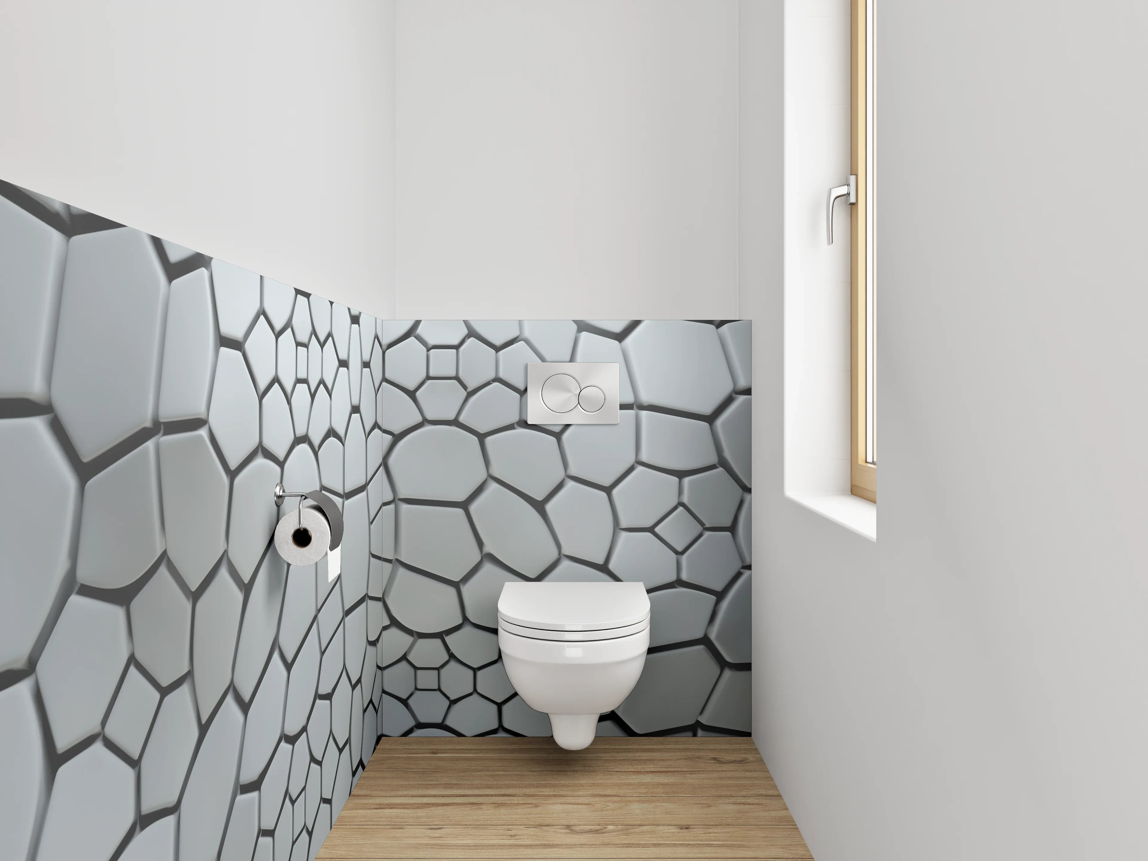 WC-Rückwand - Weiße Abstrakte Kachelmuster-Optik