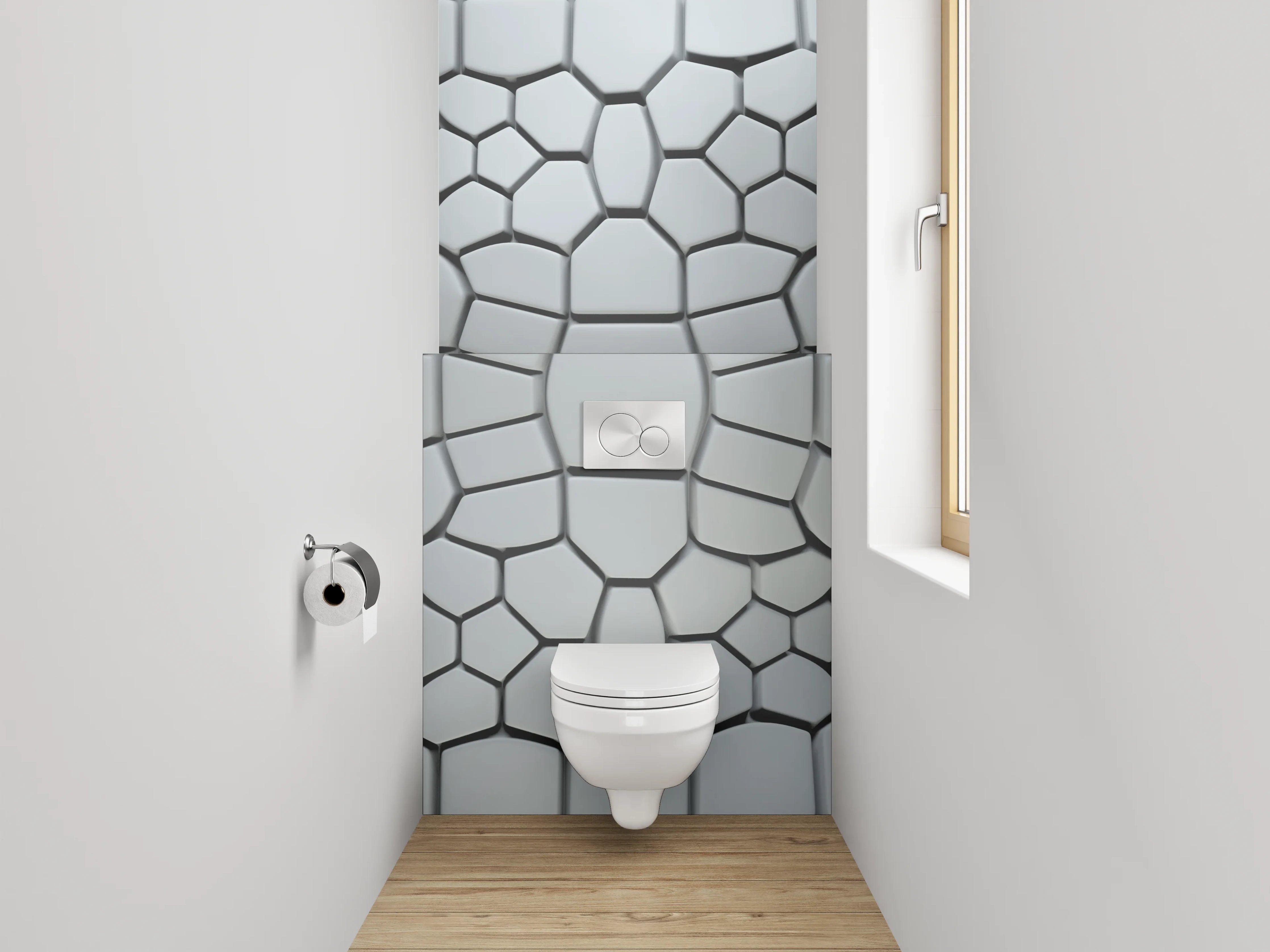 WC-Rückwand - Weiße Abstrakte Kachelmuster-Optik