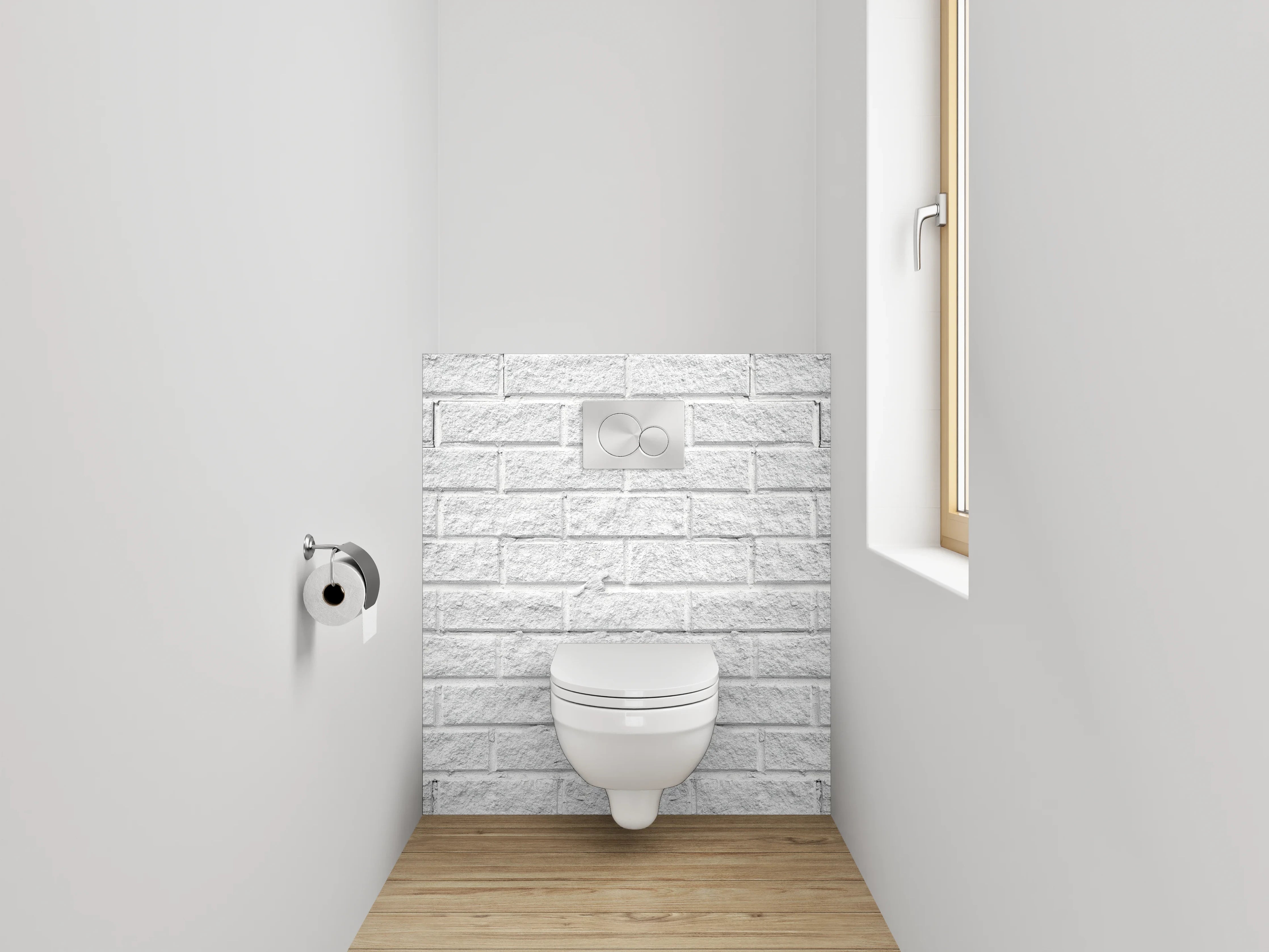 WC-Rückwand - Weiße Backstein-Optik Wanddekor