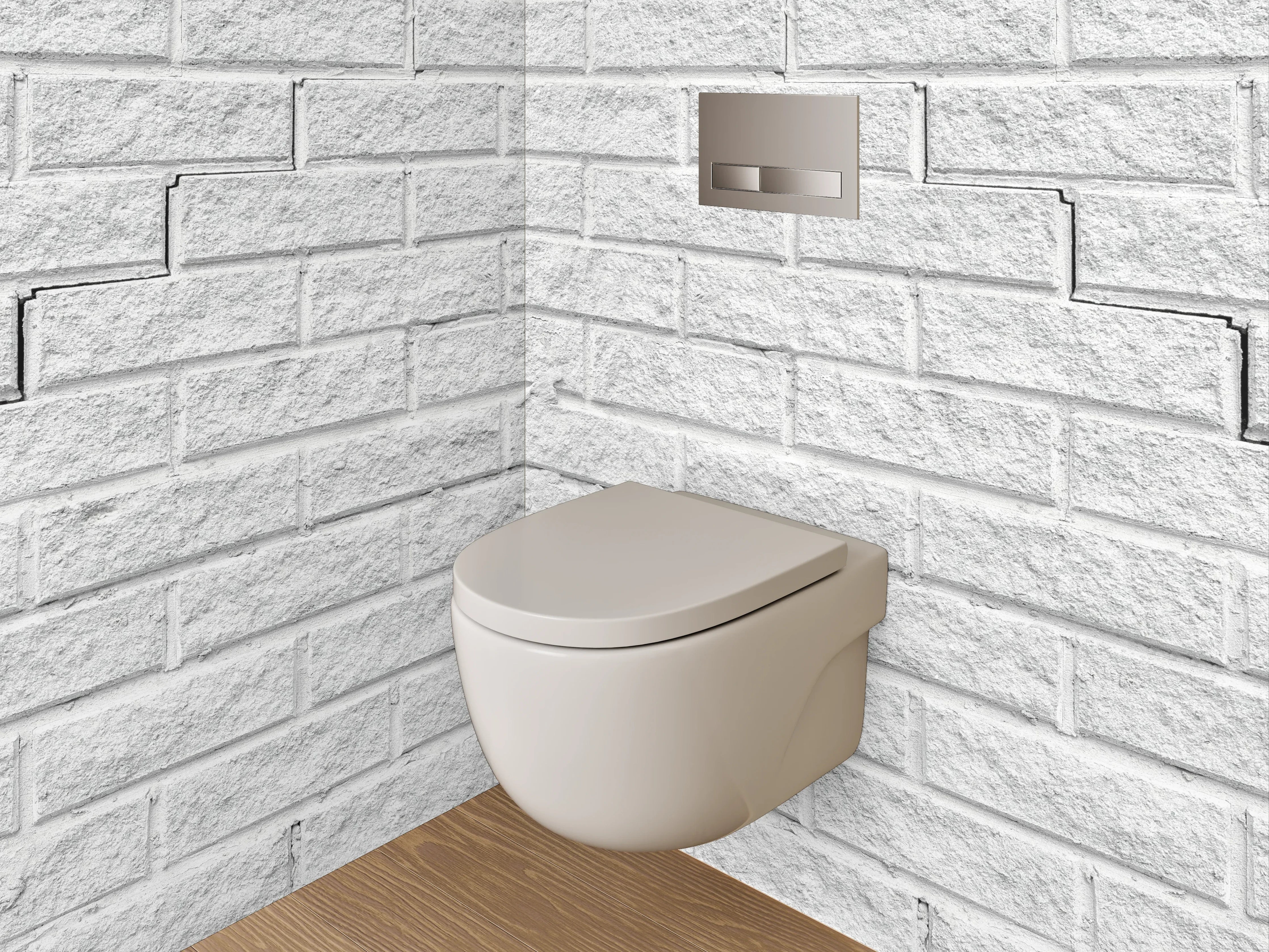 WC-Rückwand - Weiße Backstein-Optik Wanddekor