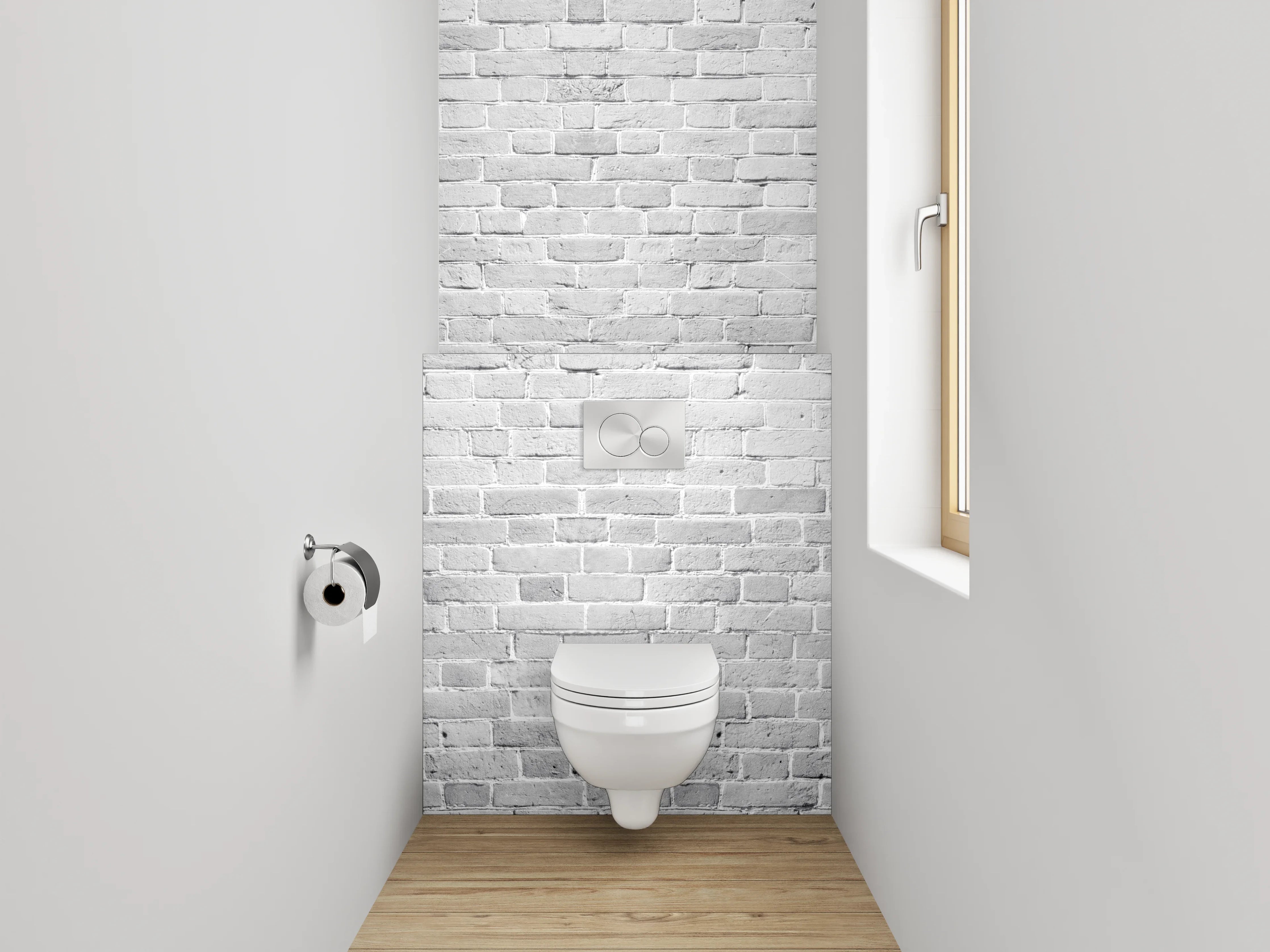 WC-Rückwand - Weiße Backsteinoptik Wand