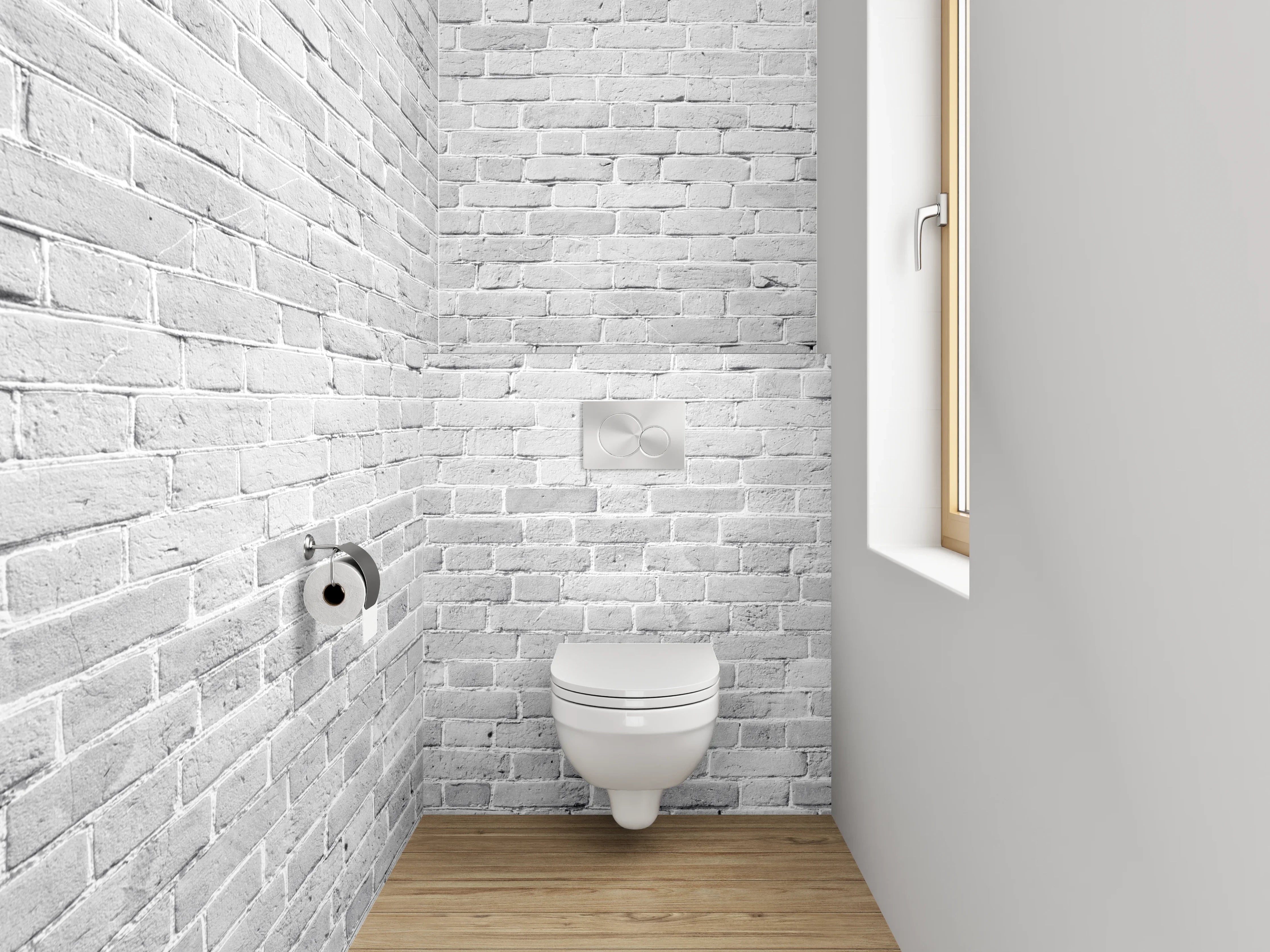 WC-Rückwand - Weiße Backsteinoptik Wand