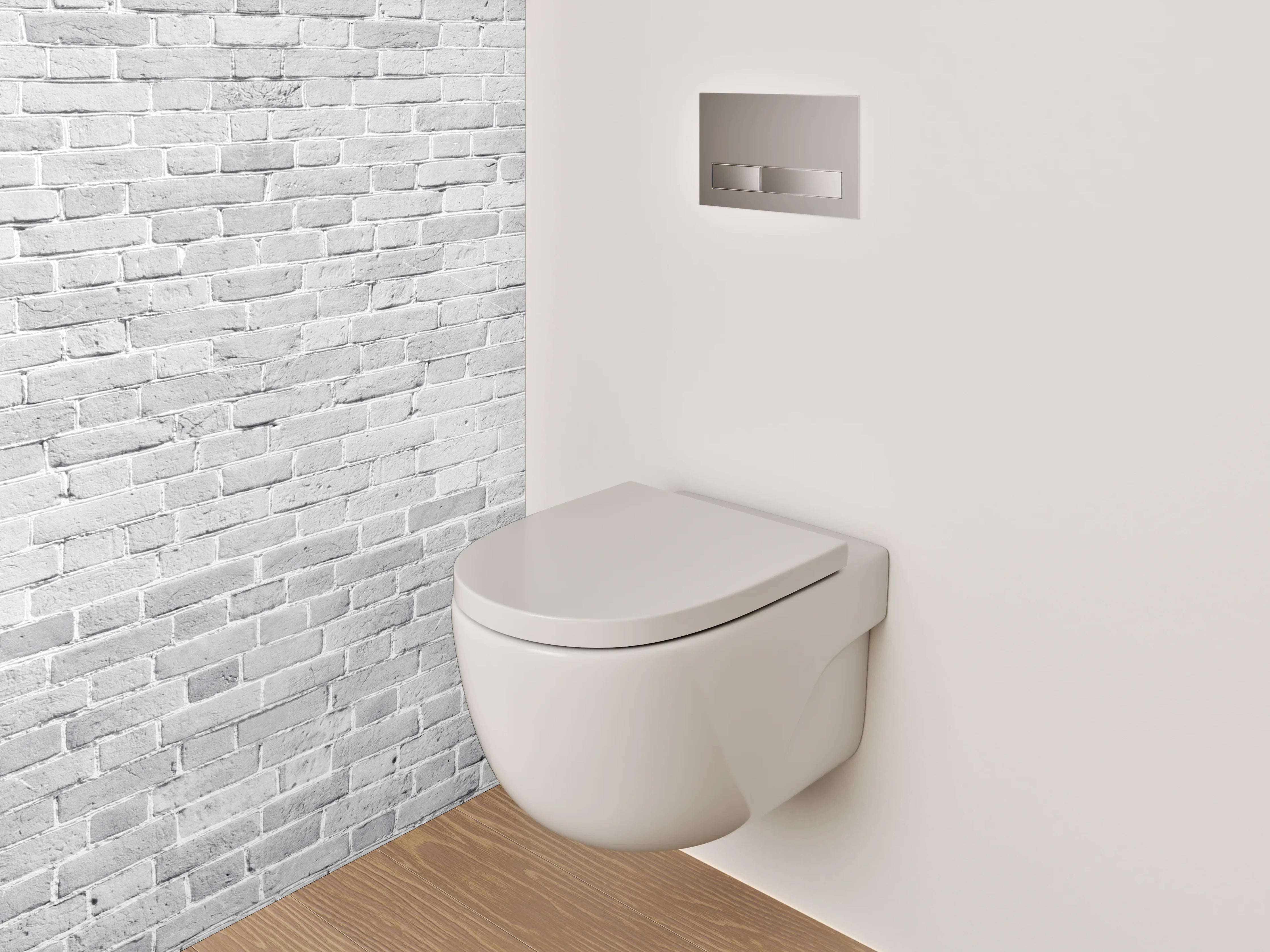 WC-Rückwand - Weiße Backsteinoptik Wand