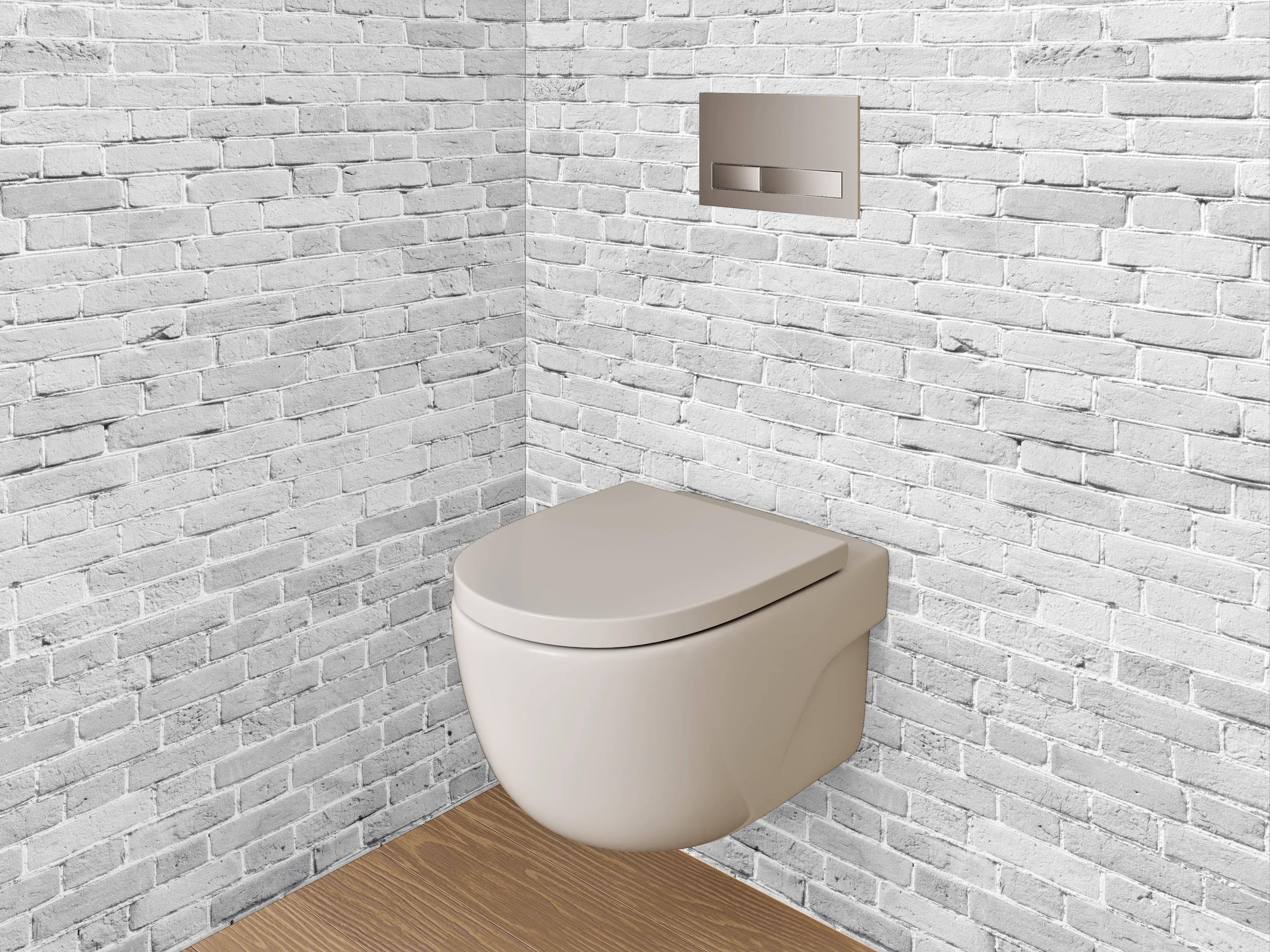 WC-Rückwand - Weiße Backsteinoptik Wand