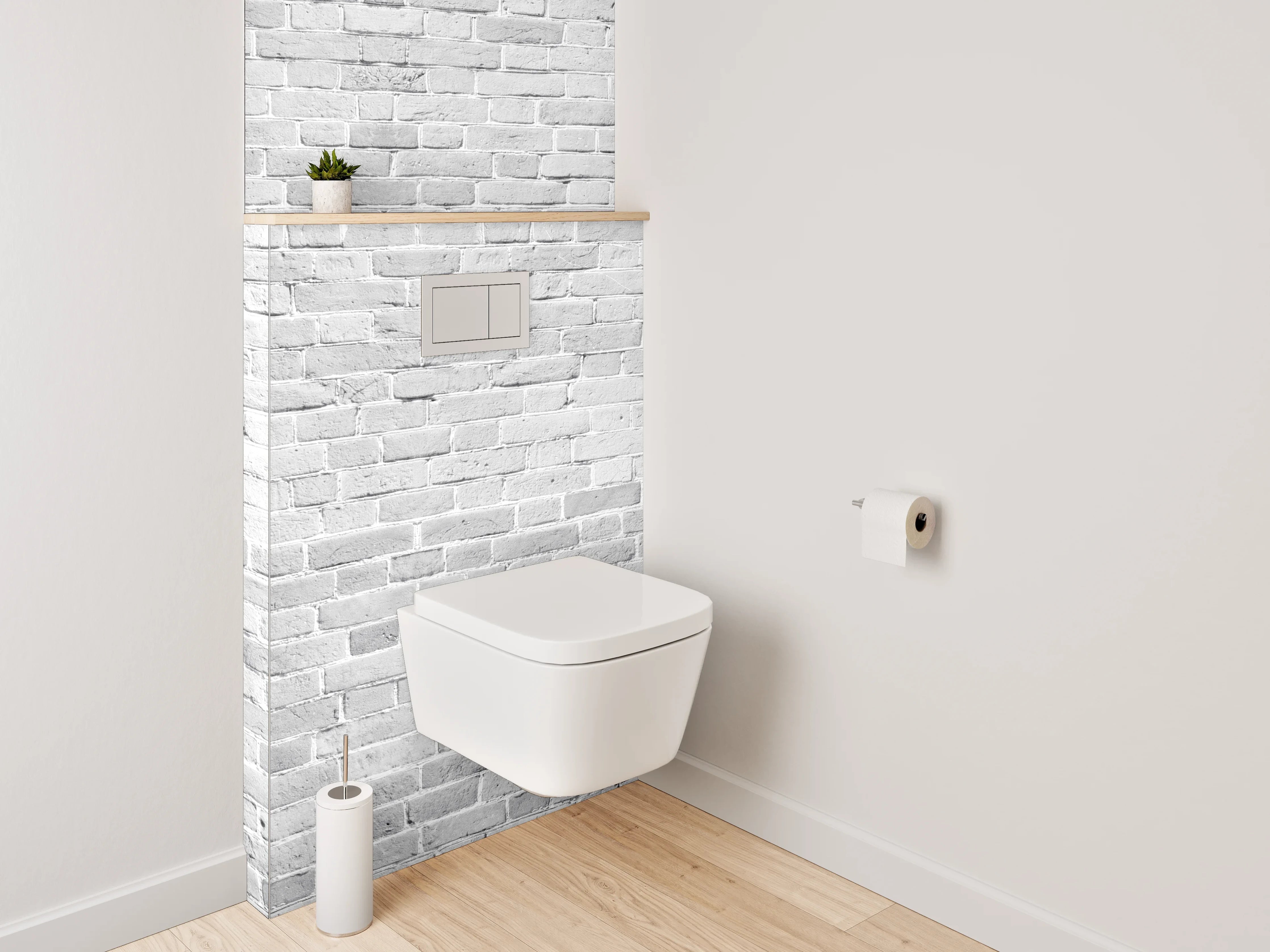 WC-Rückwand - Weiße Backsteinoptik Wand