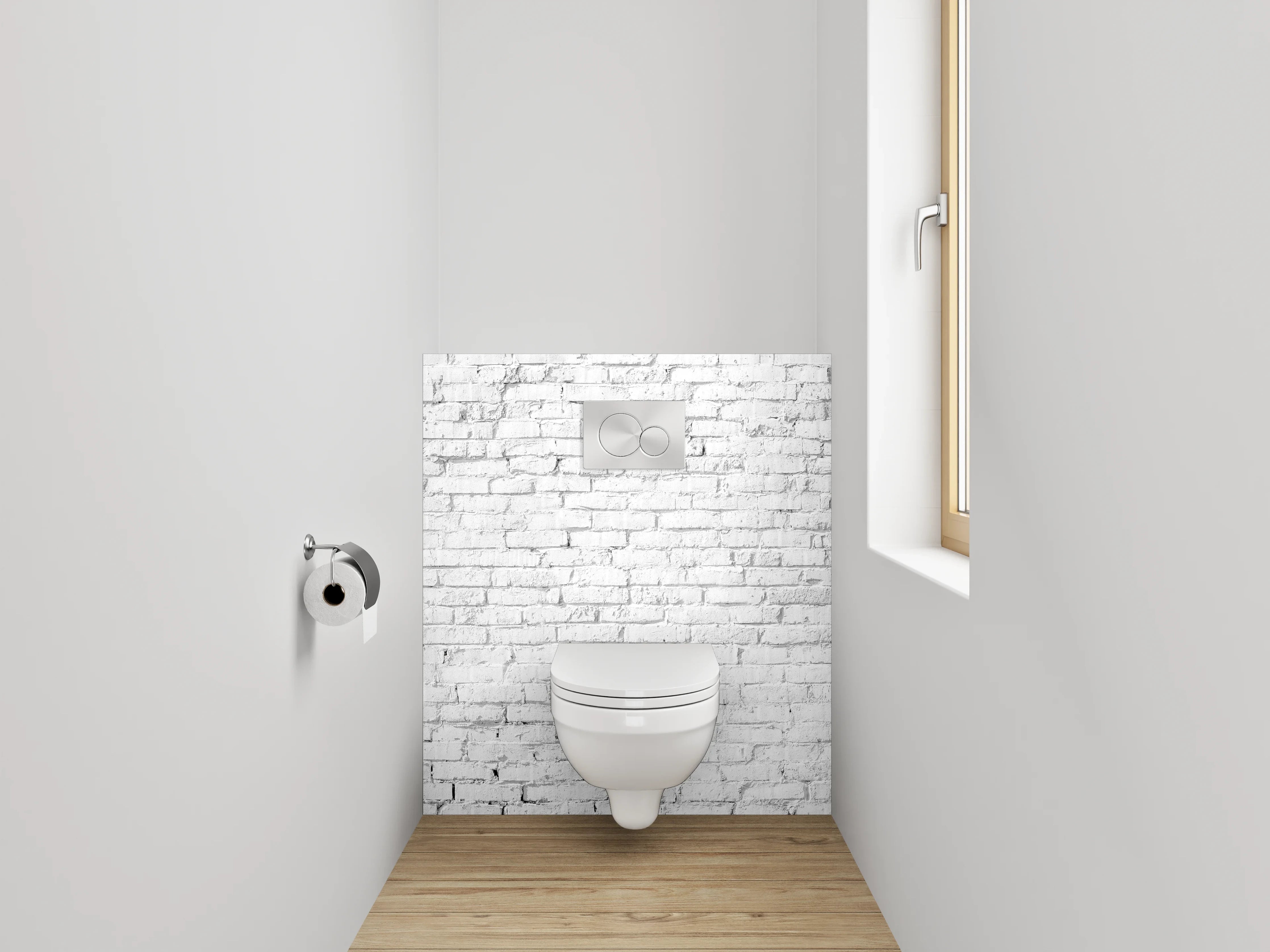 WC-Rückwand - Weiße Backsteinwand Fototapete