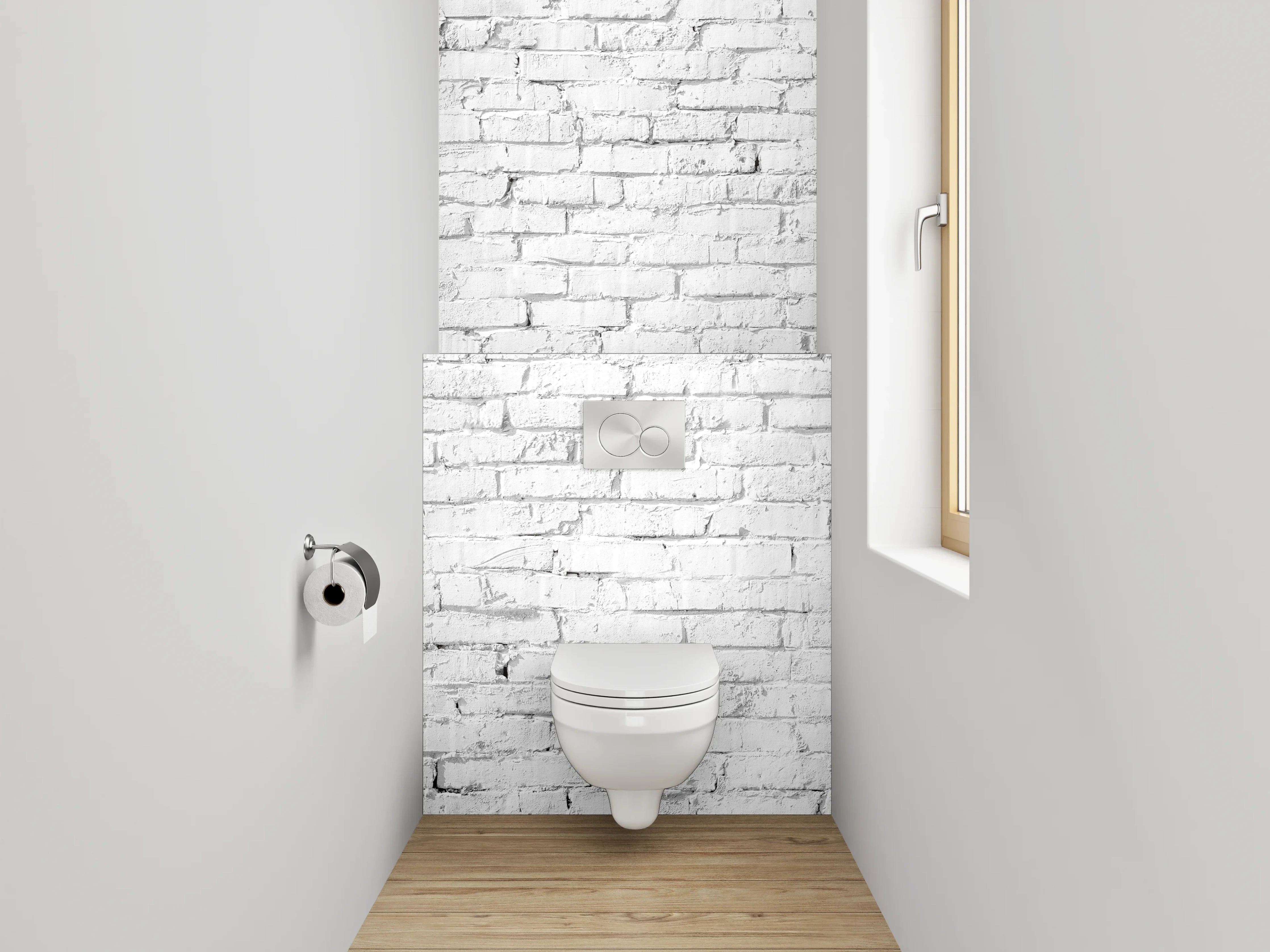 WC-Rückwand - Weiße Backsteinwand Fototapete