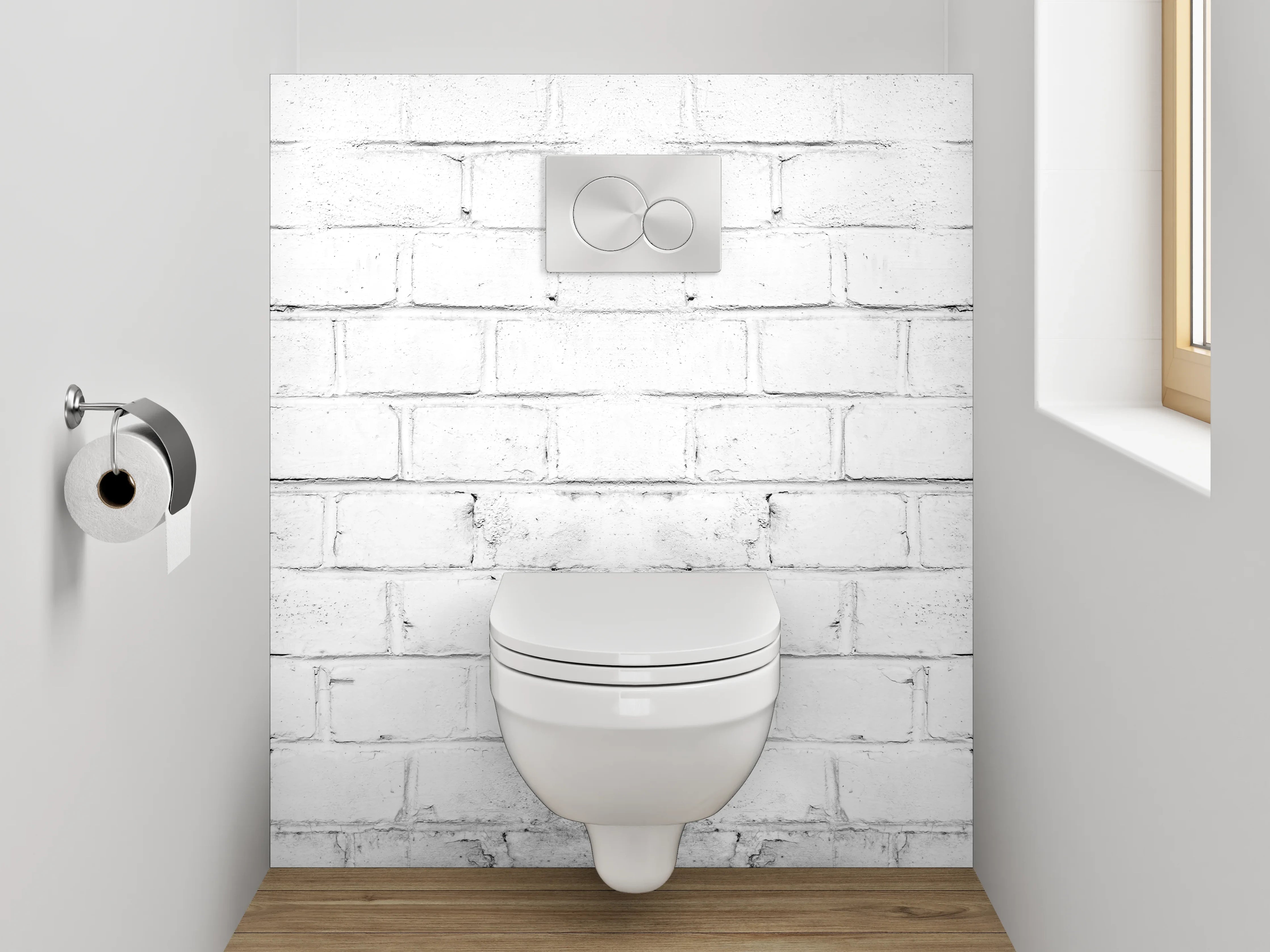 WC-Rückwand - Weiße Backsteinwand Struktur Dekor