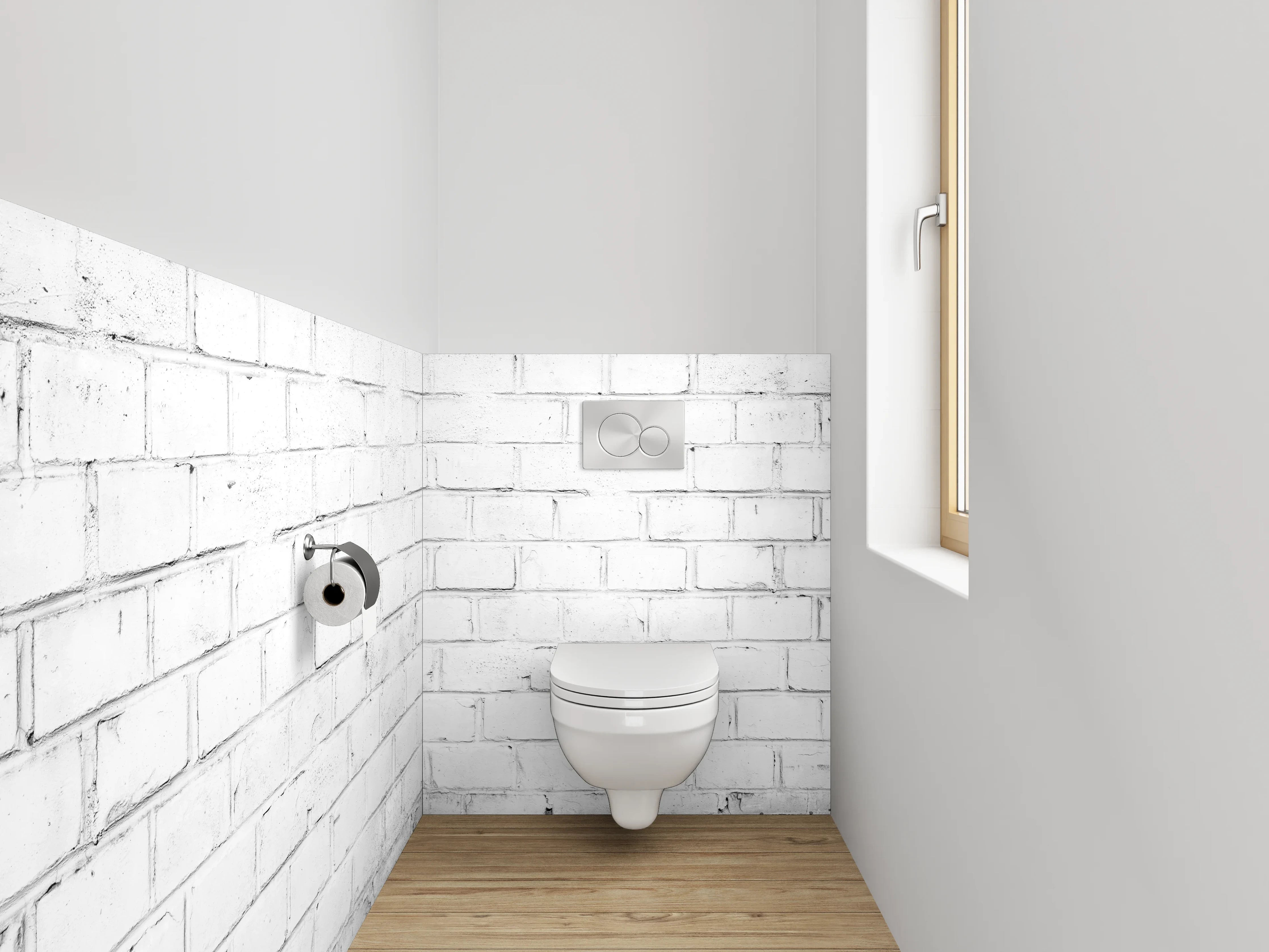 WC-Rückwand - Weiße Backsteinwand Struktur Dekor