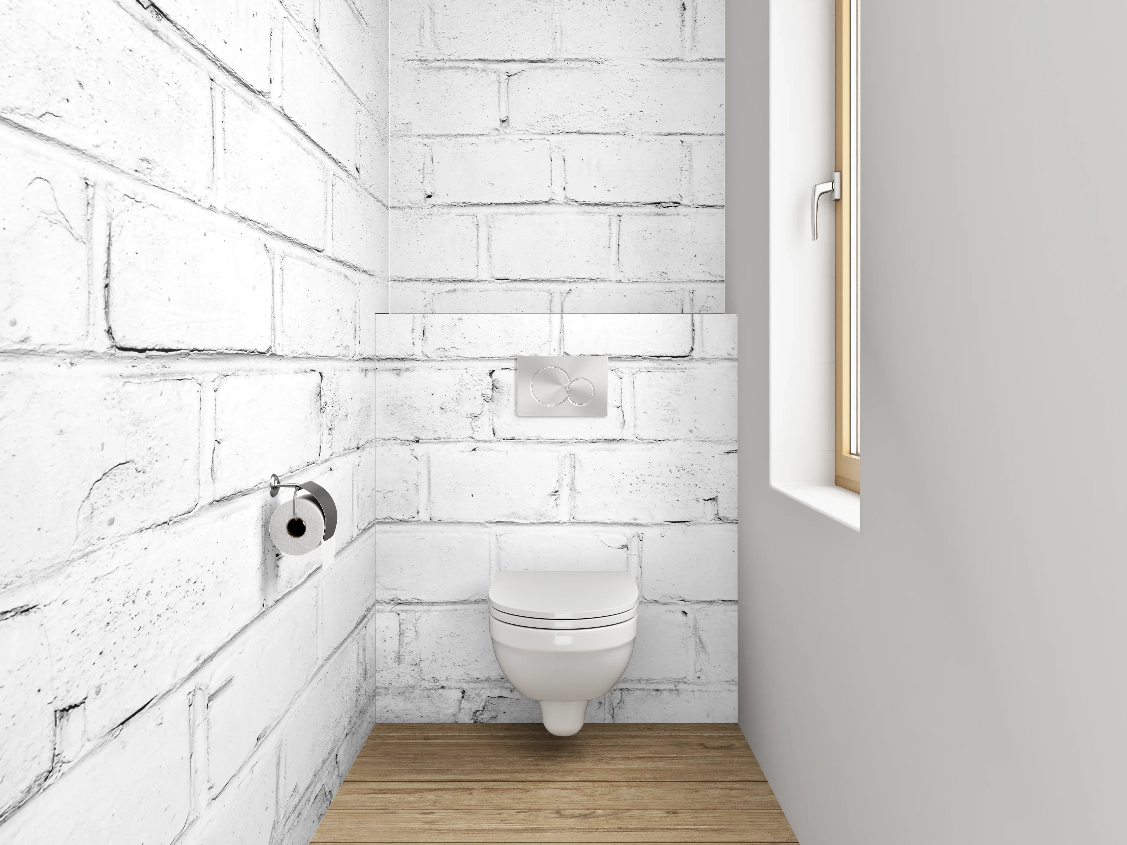 WC-Rückwand - Weiße Backsteinwand Struktur Dekor