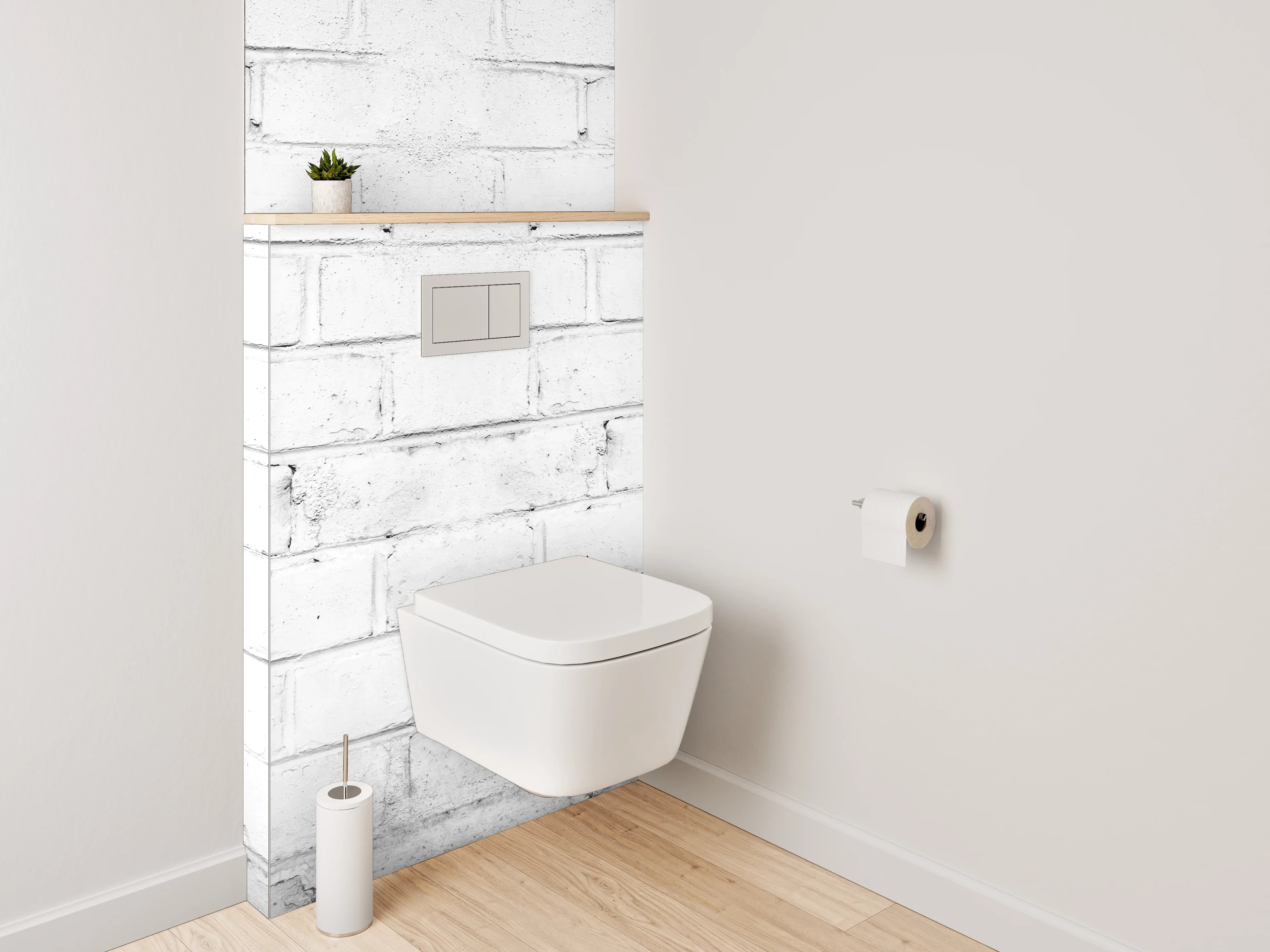 WC-Rückwand - Weiße Backsteinwand Struktur Dekor