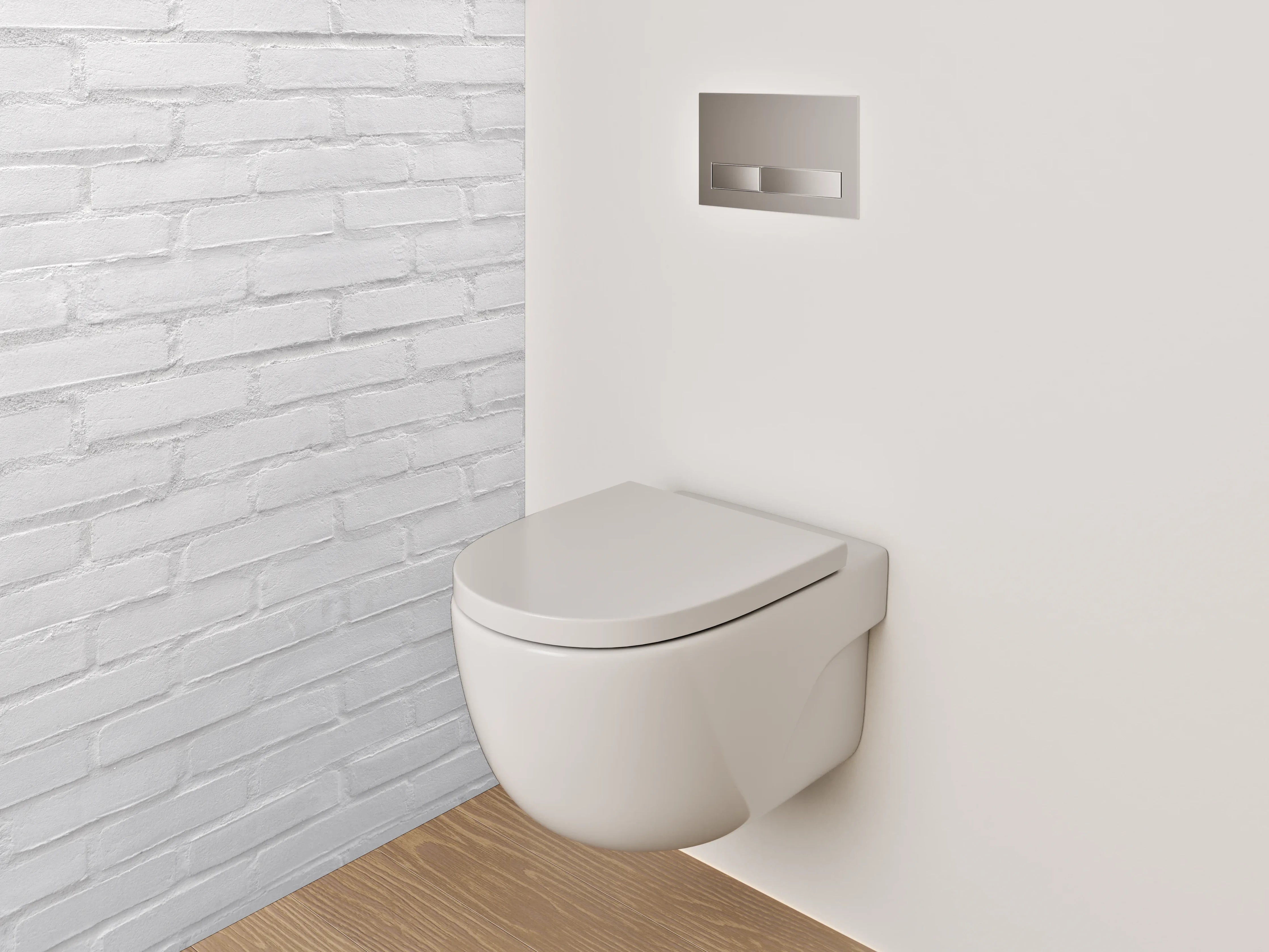 WC-Rückwand - Weiße Backsteinwand Strukturiert Minimalistisch