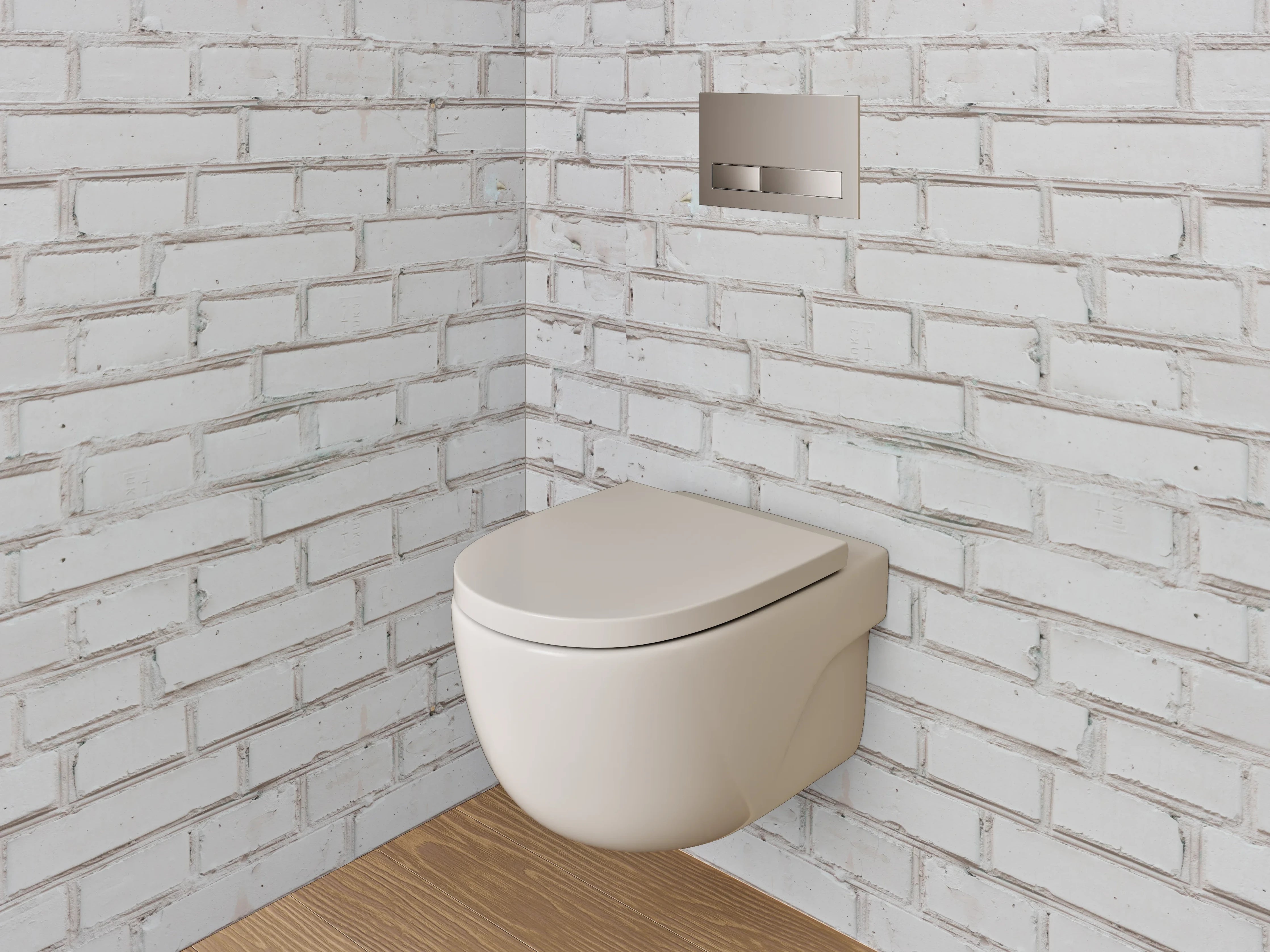 WC-Rückwand - Weiße Backsteinwand Symmetrisch Modern