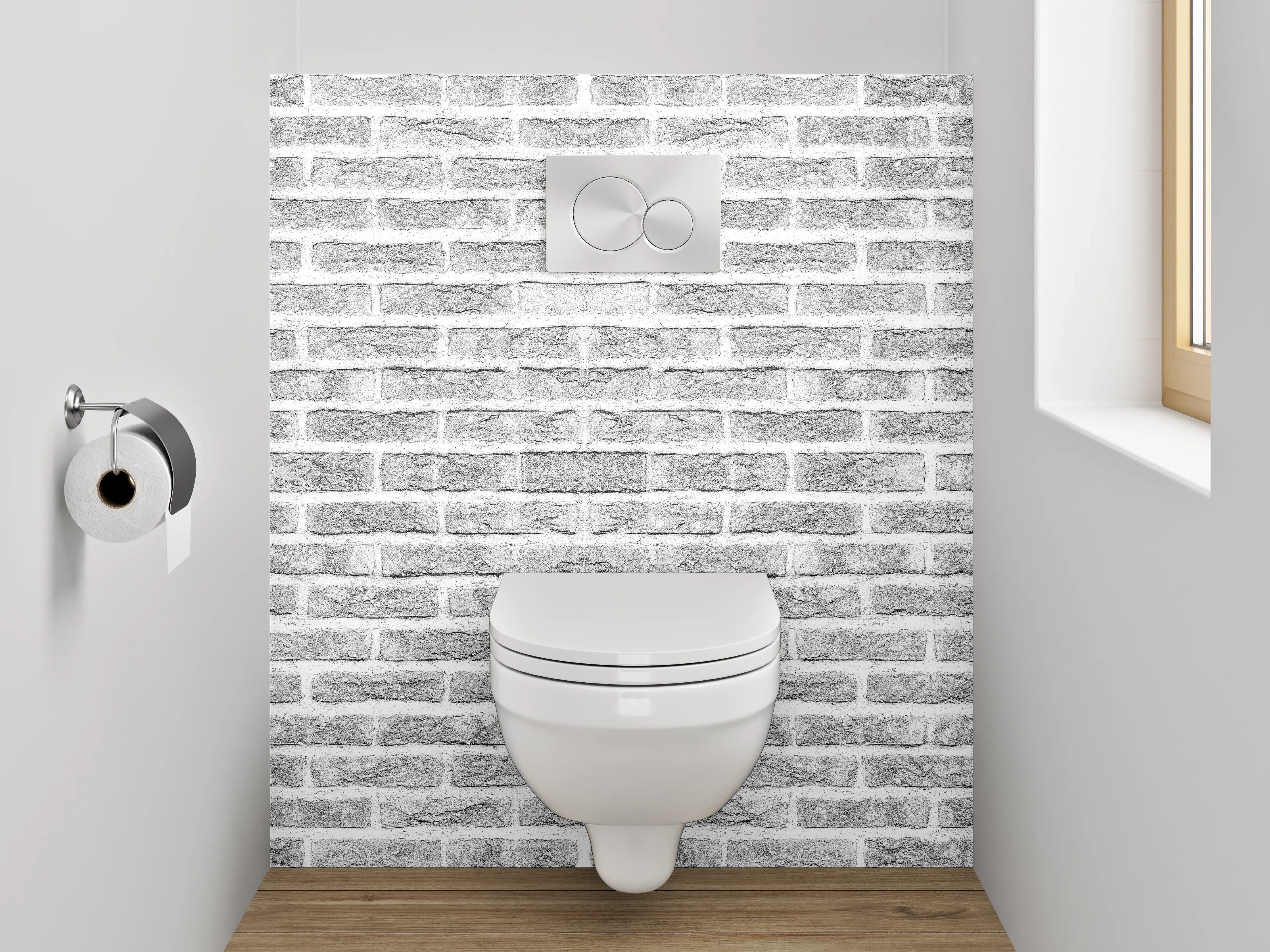 WC-Rückwand - Weiße Backsteinwand Ziegel Muster