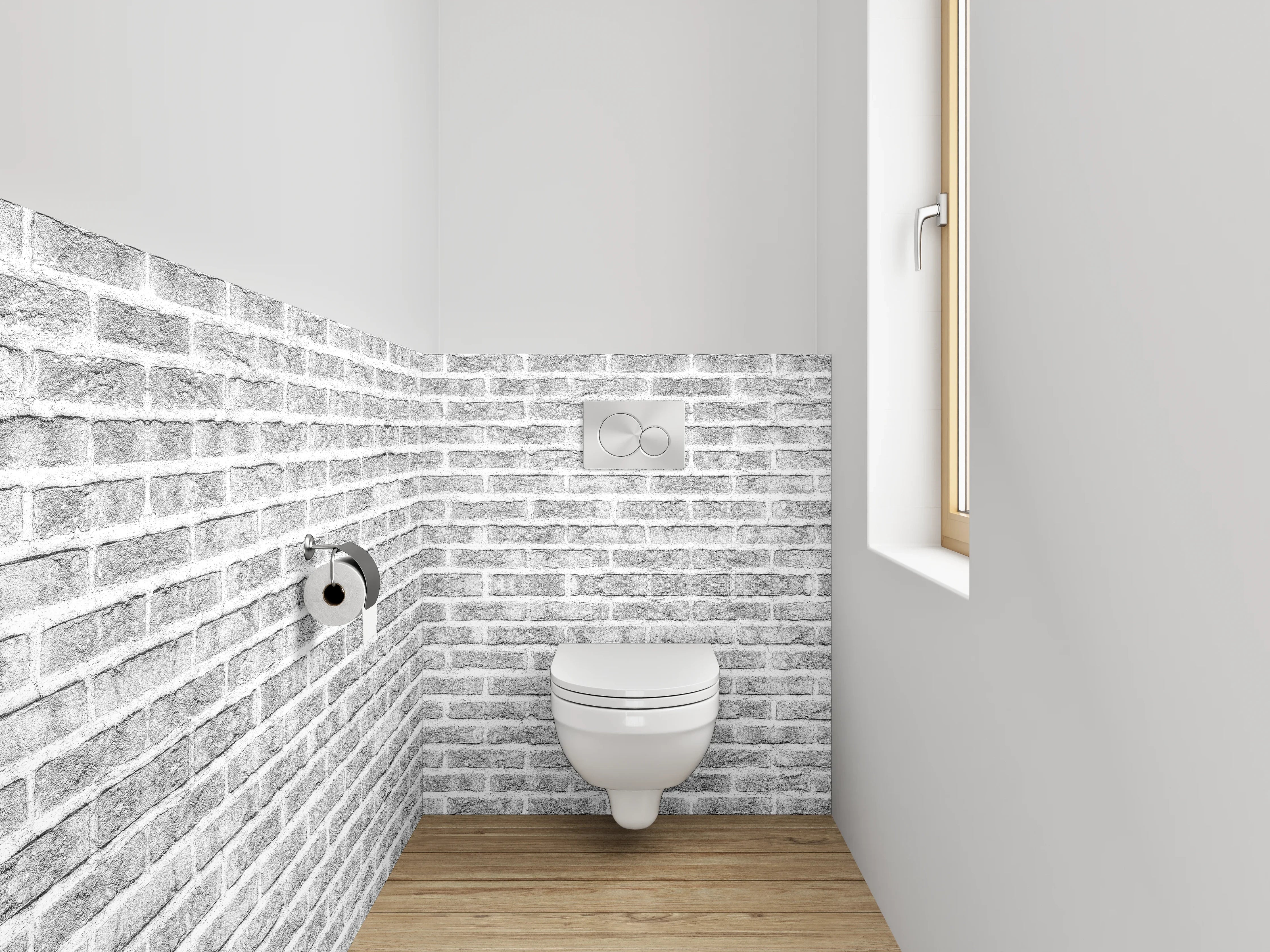 WC-Rückwand - Weiße Backsteinwand Ziegel Muster