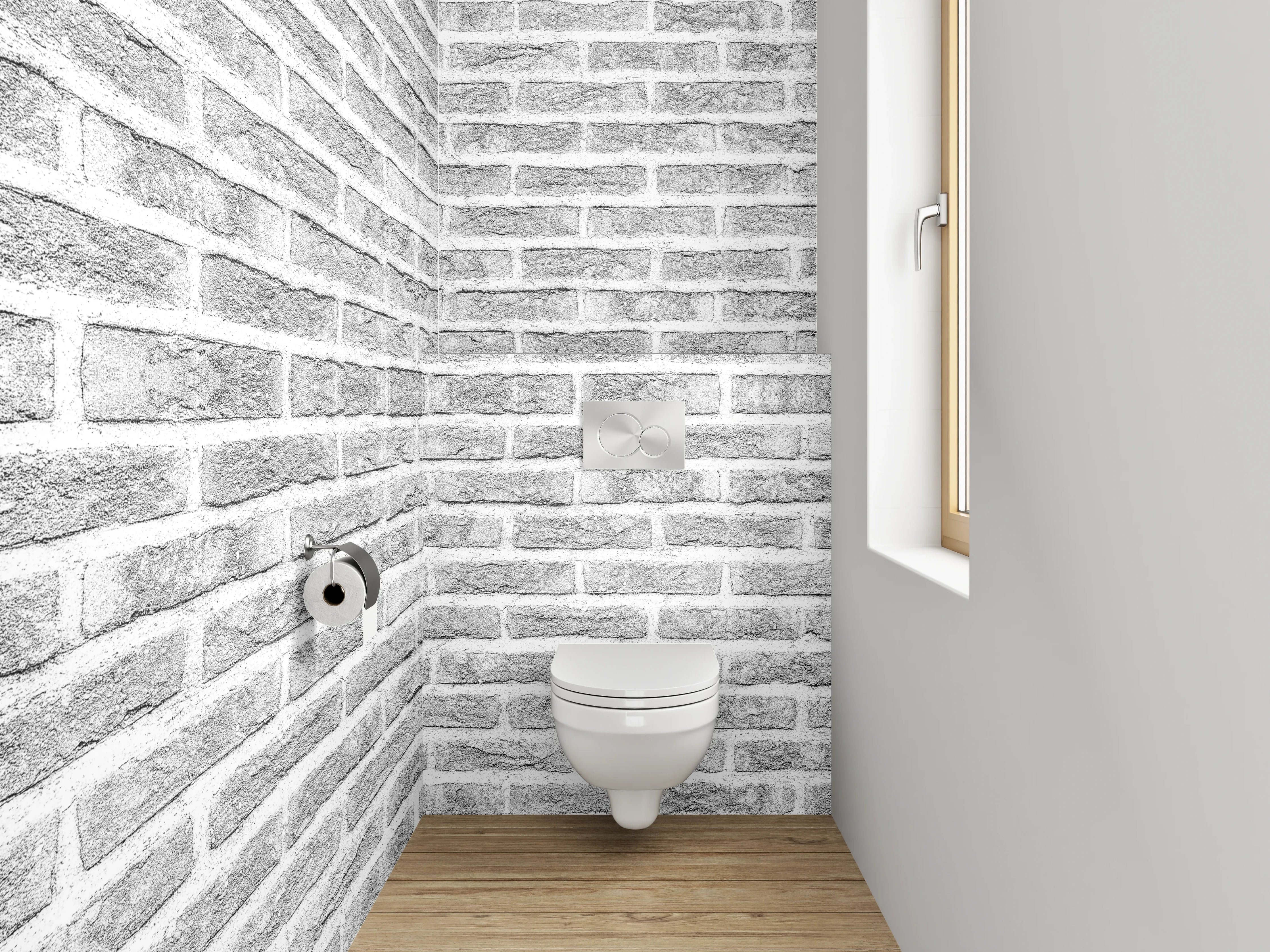 WC-Rückwand - Weiße Backsteinwand Ziegel Muster