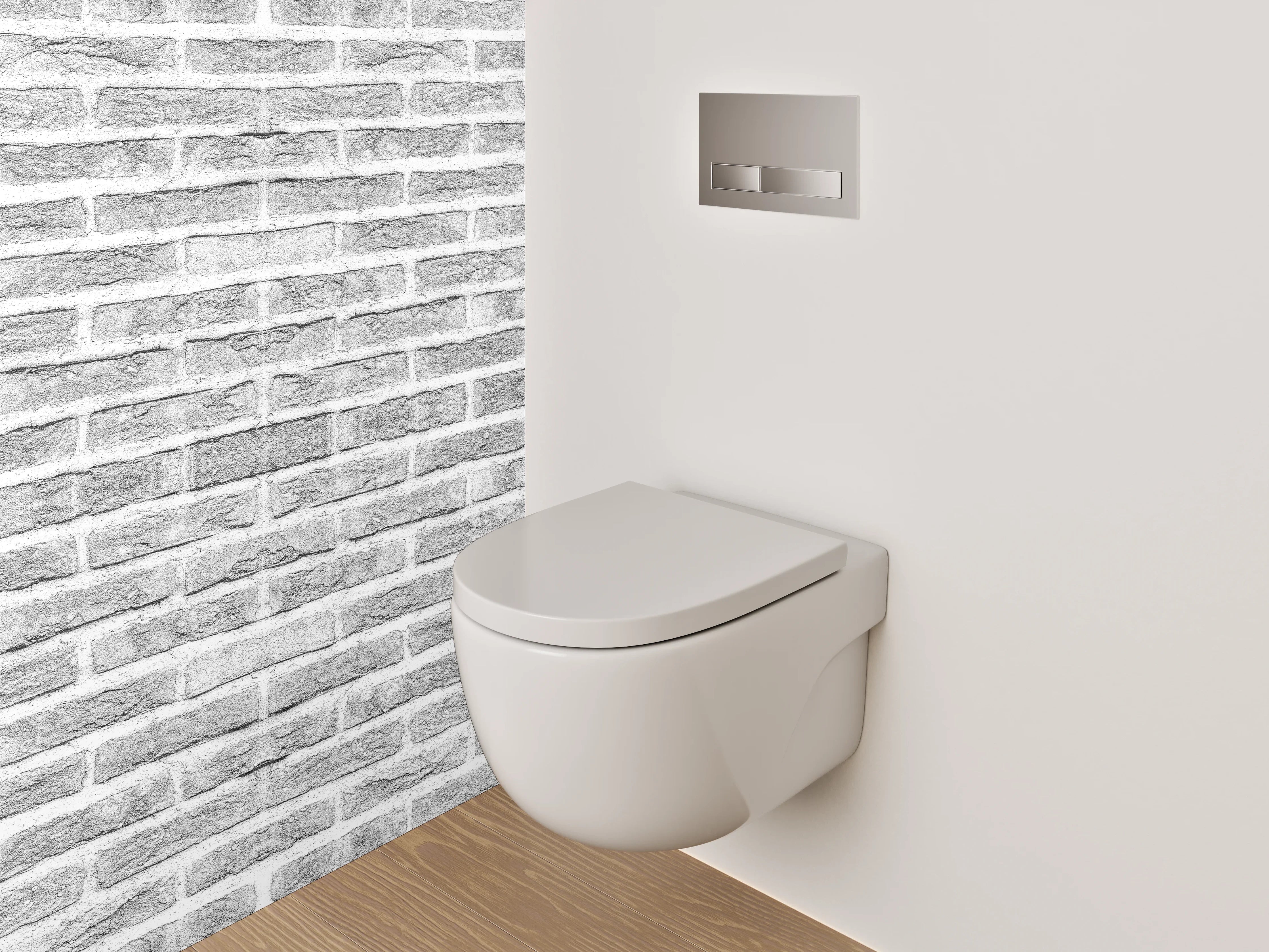 WC-Rückwand - Weiße Backsteinwand Ziegel Muster