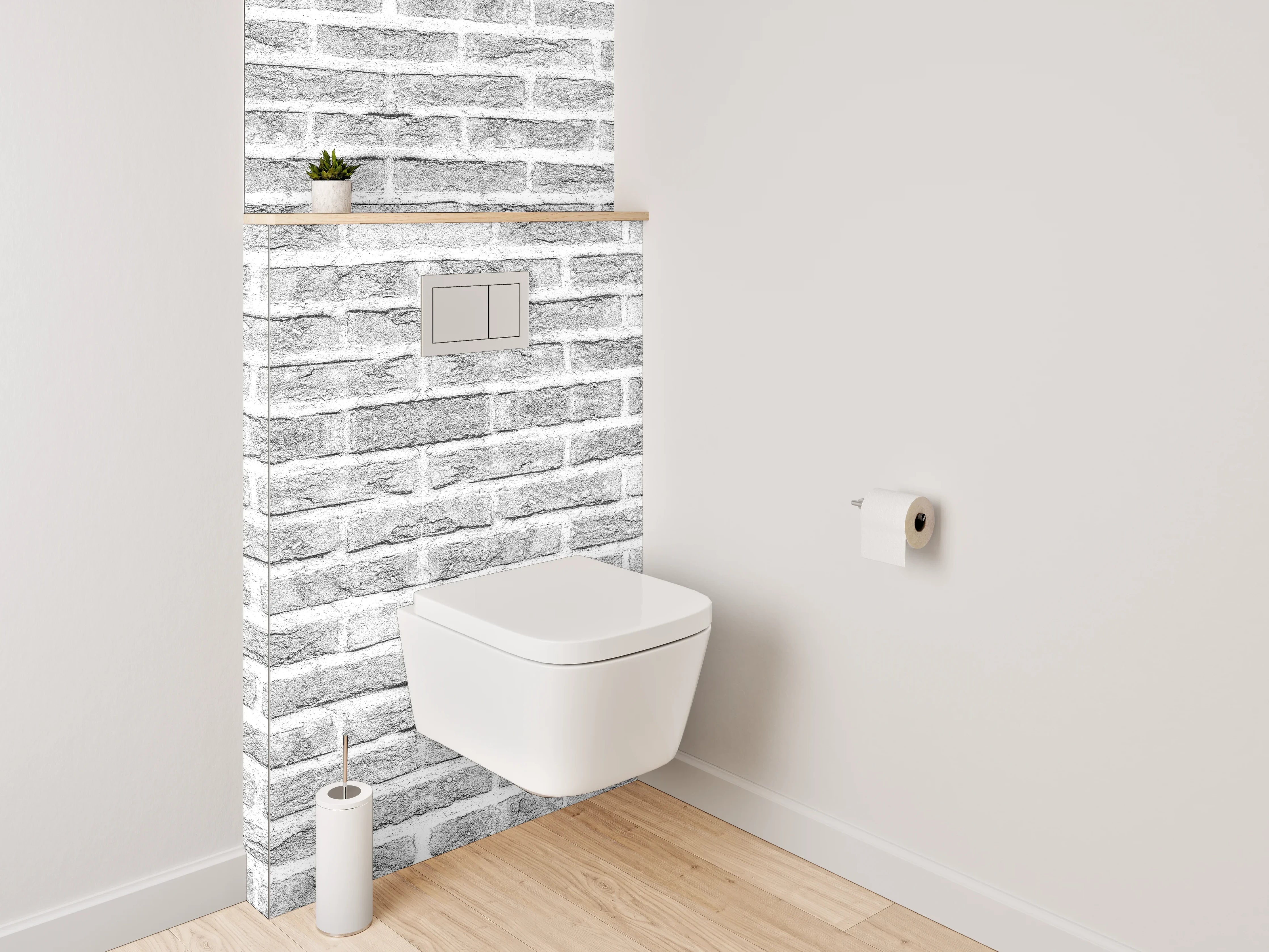 WC-Rückwand - Weiße Backsteinwand Ziegel Muster