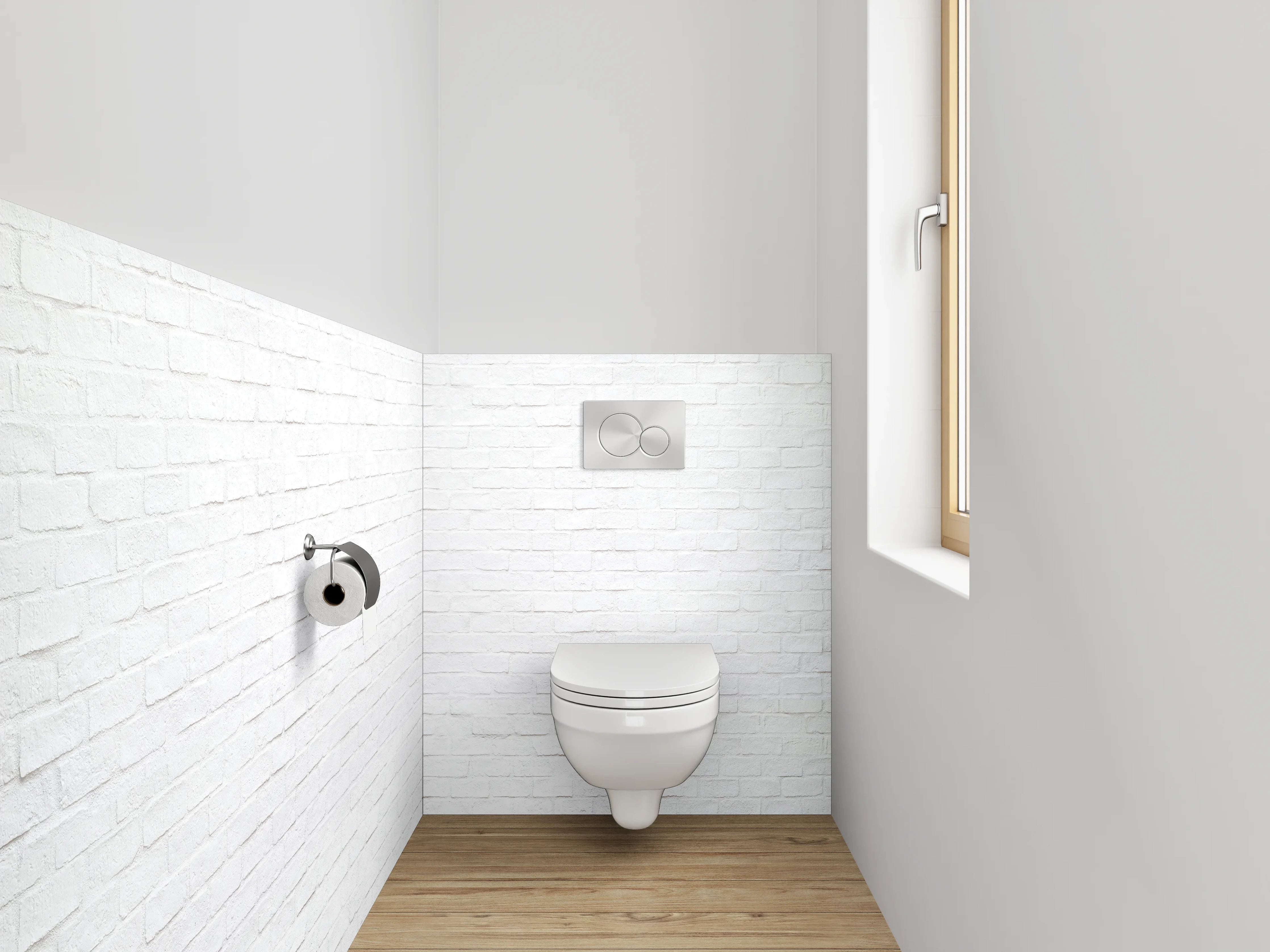 WC-Rückwand - Weiße Backsteinwand minimalistisch