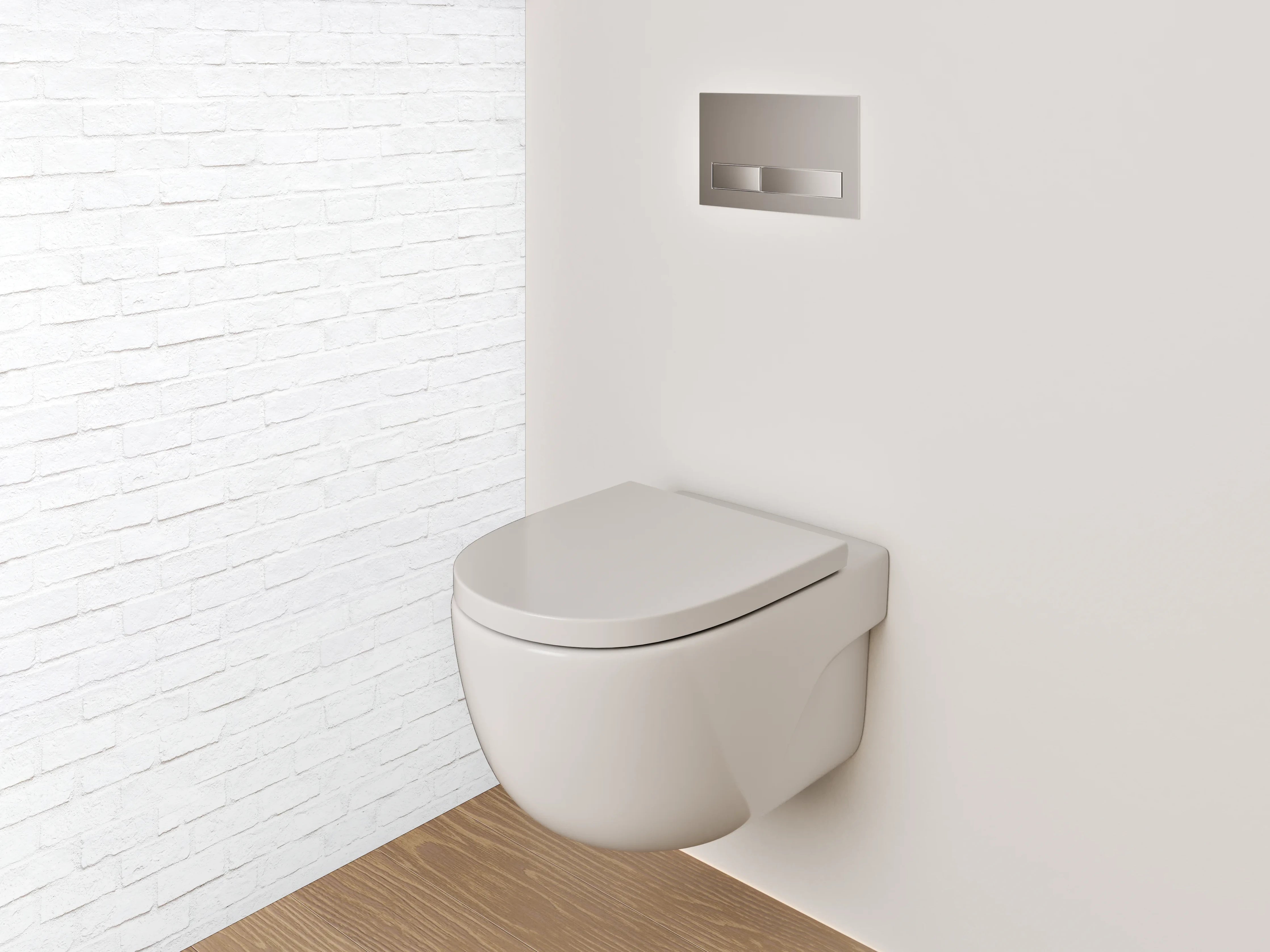 WC-Rückwand - Weiße Backsteinwand minimalistisch