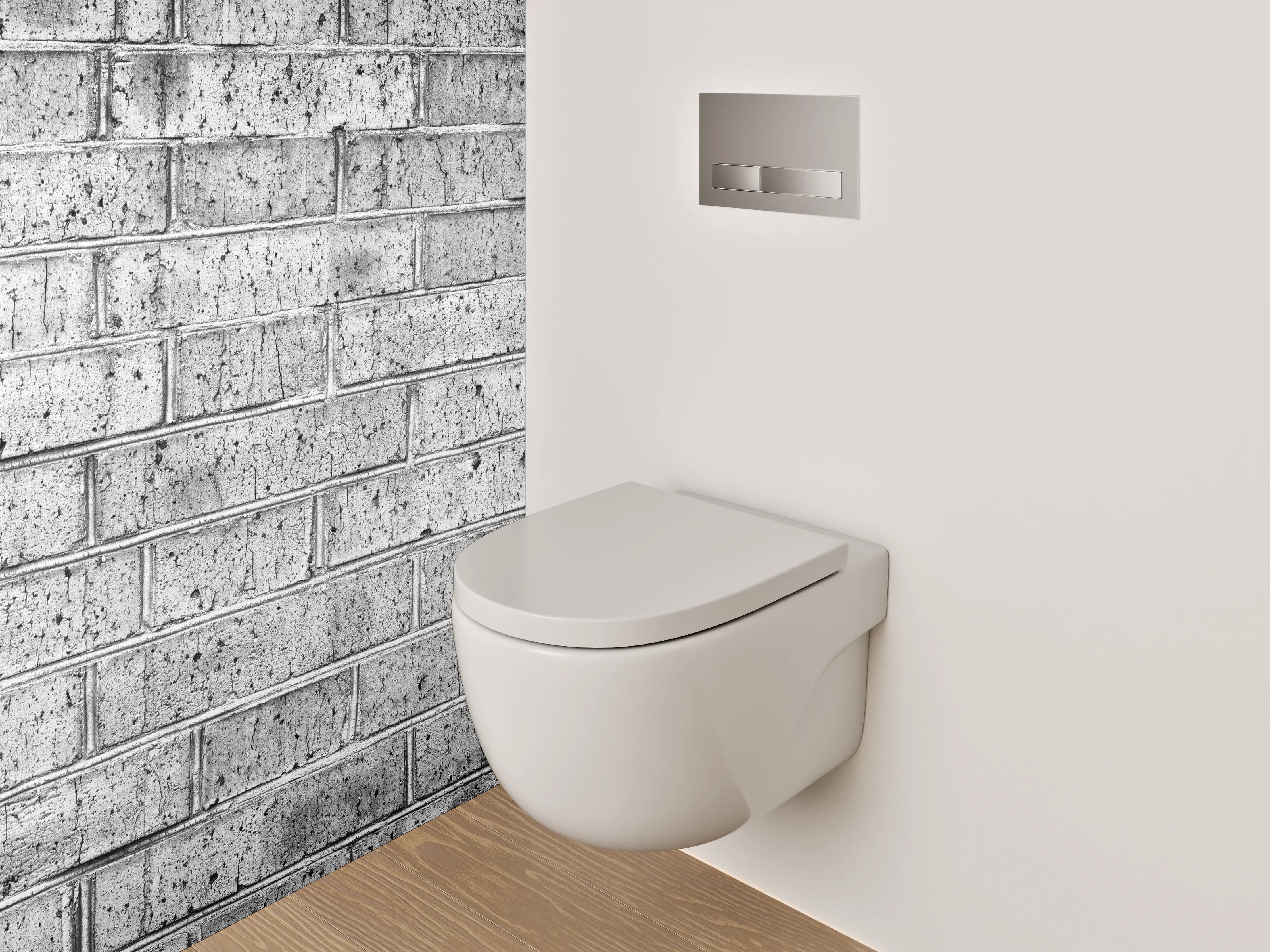 WC-Rückwand - Weiße Backsteinwand modern strukturiert