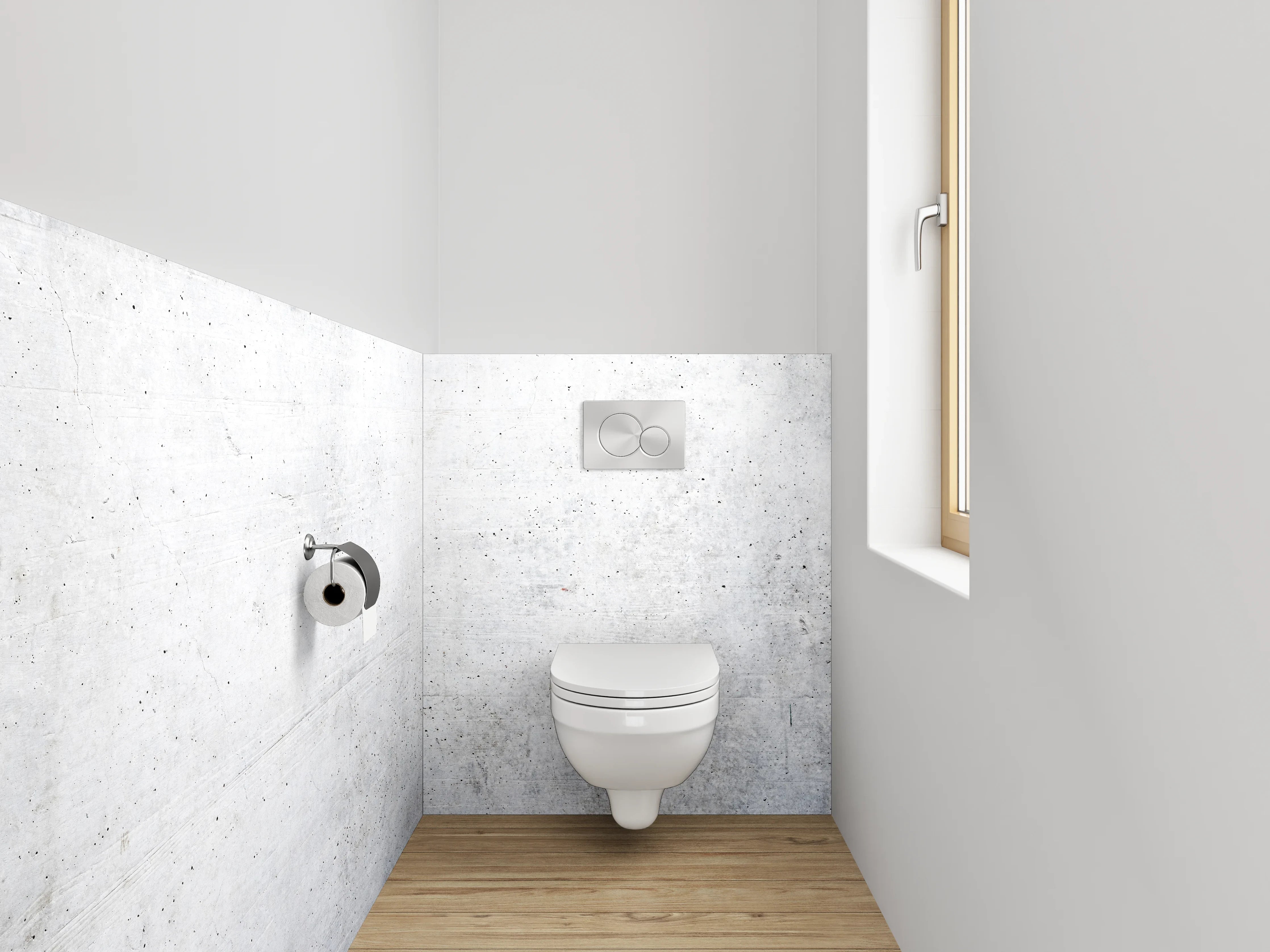 WC-Rückwand - Weiße Betonoptik Wanddekor