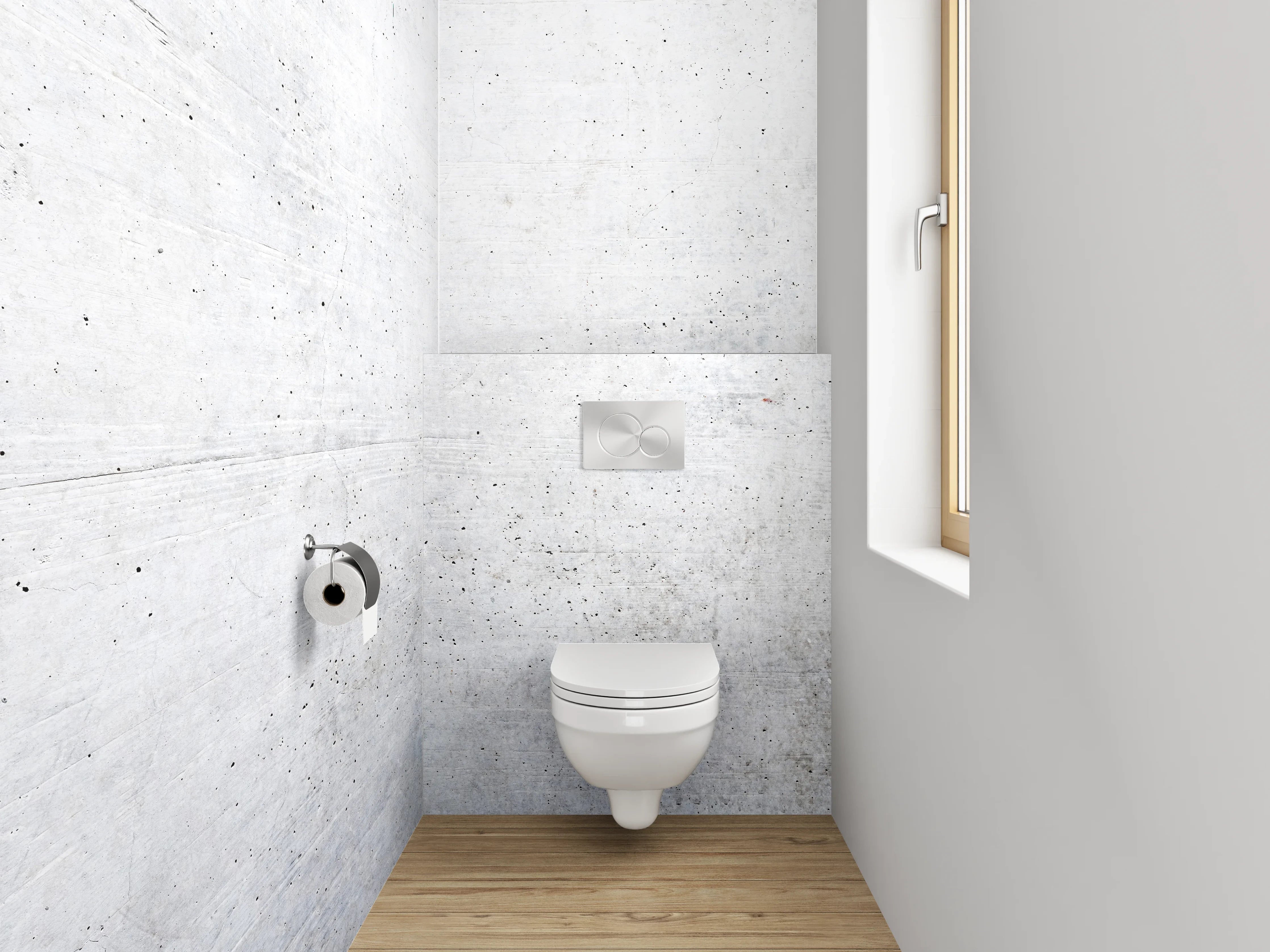 WC-Rückwand - Weiße Betonoptik Wanddekor