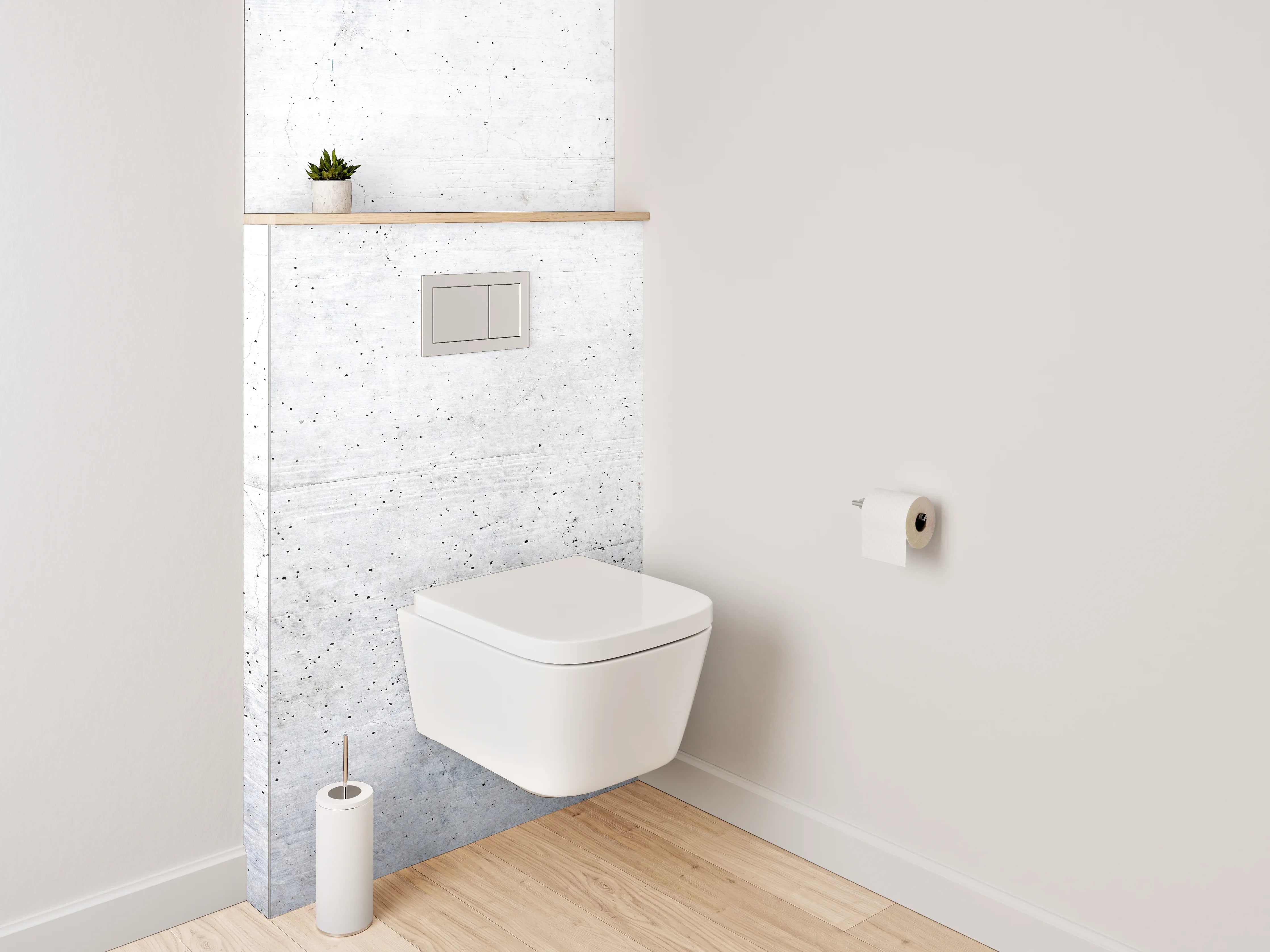 WC-Rückwand - Weiße Betonoptik Wanddekor