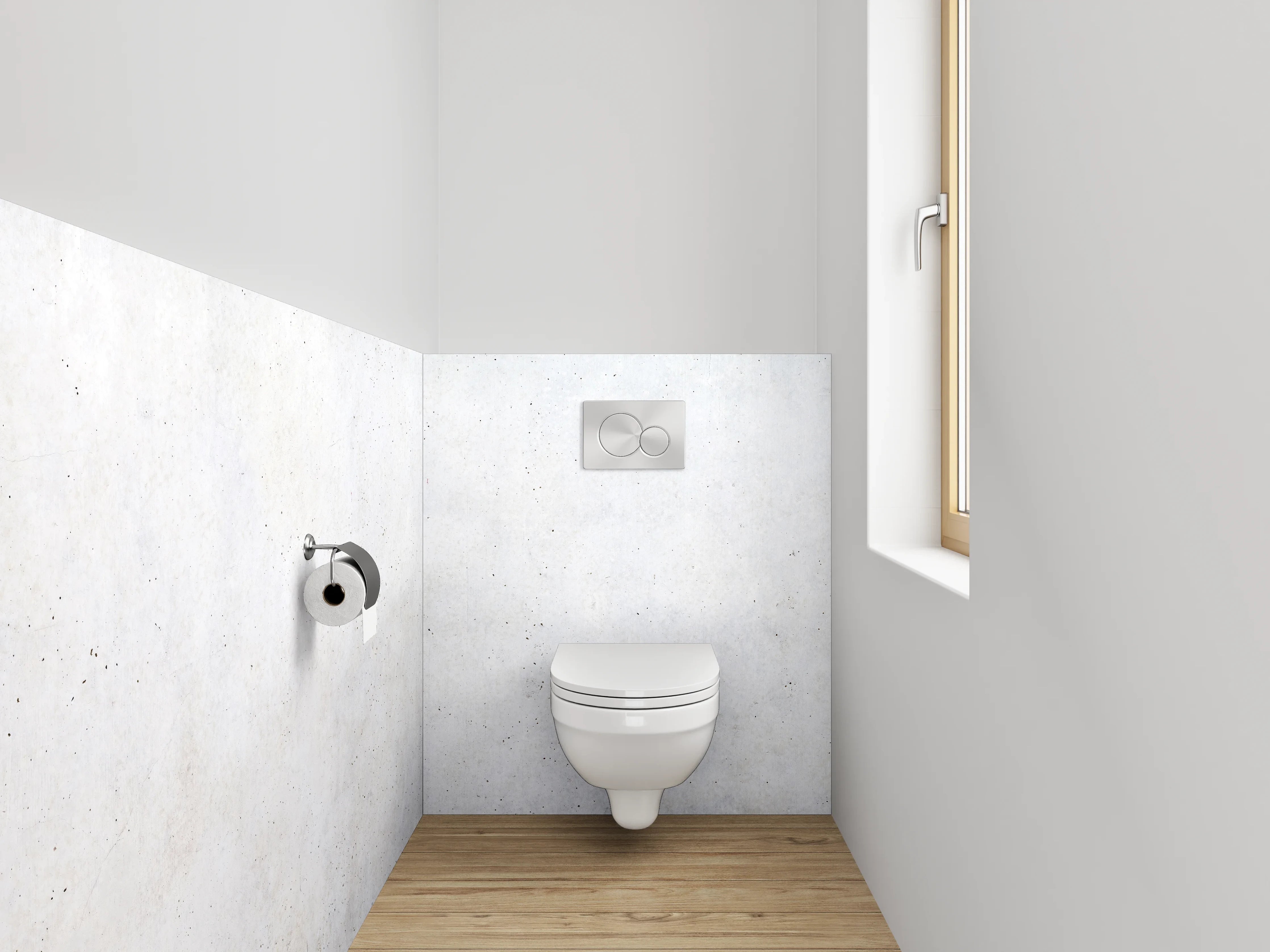 WC-Rückwand - Weiße Betonoptik Wandfläche