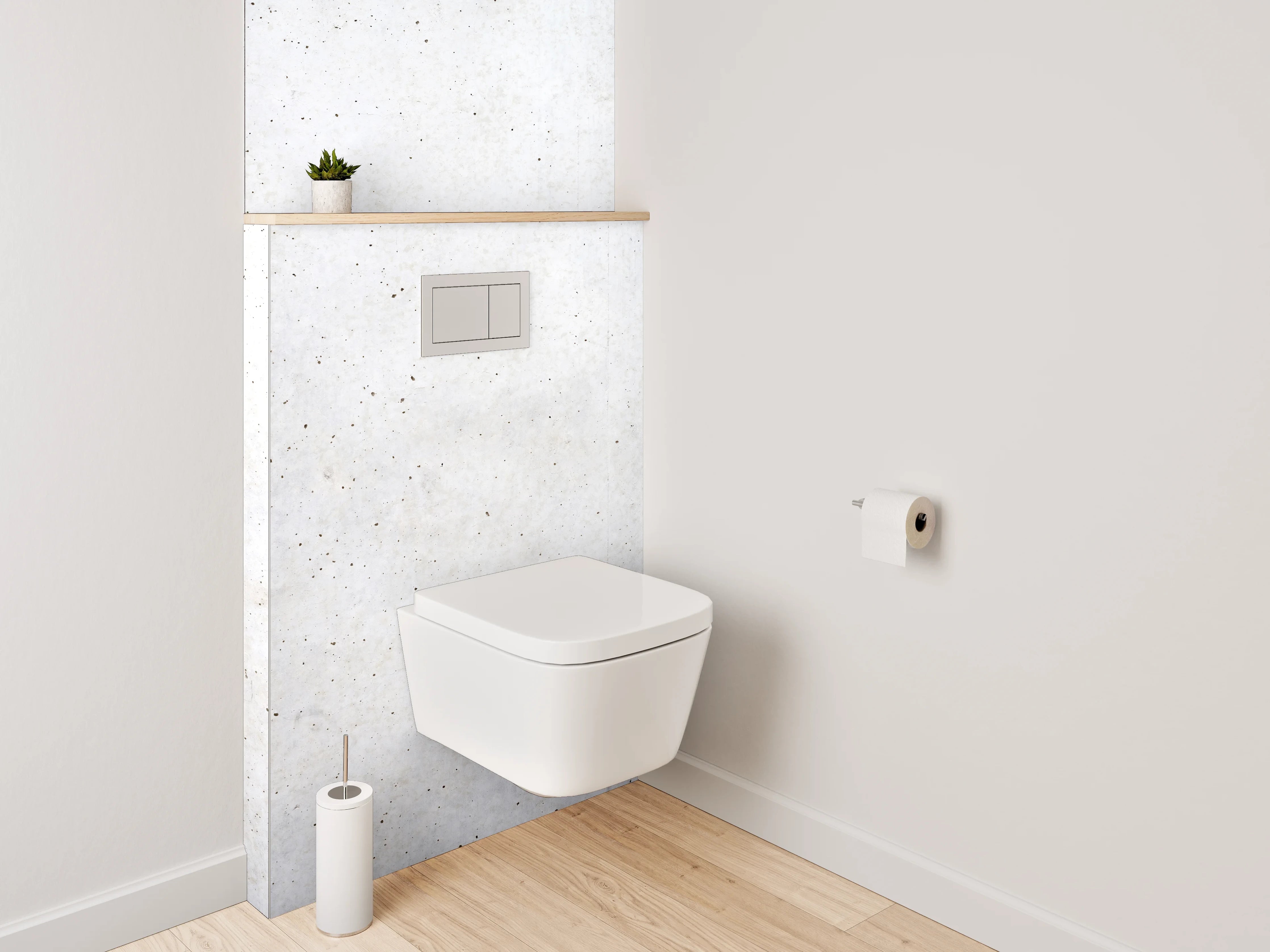 WC-Rückwand - Weiße Betonoptik Wandfläche