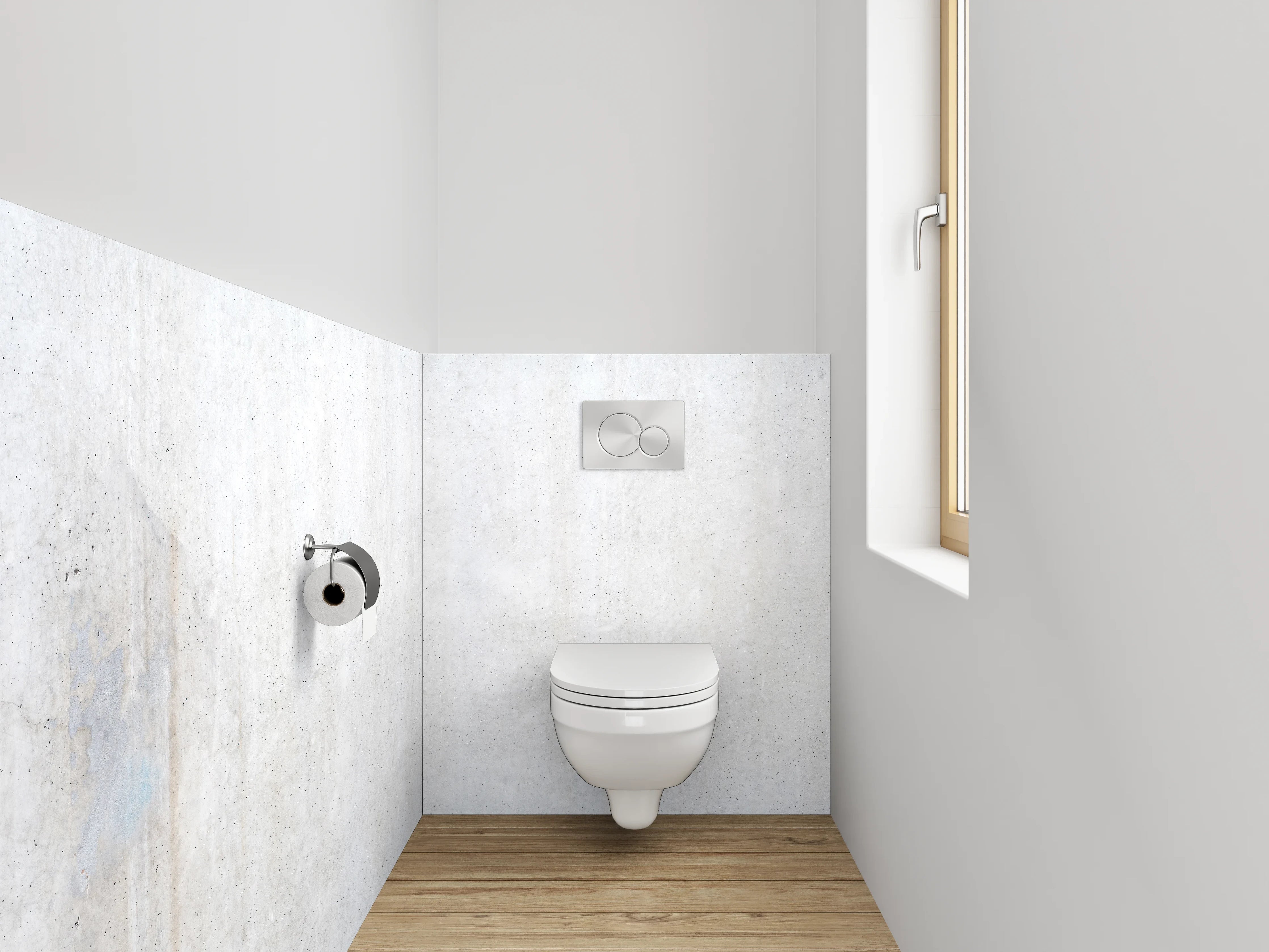 WC-Rückwand - Weiße Betonoptik minimalistisch