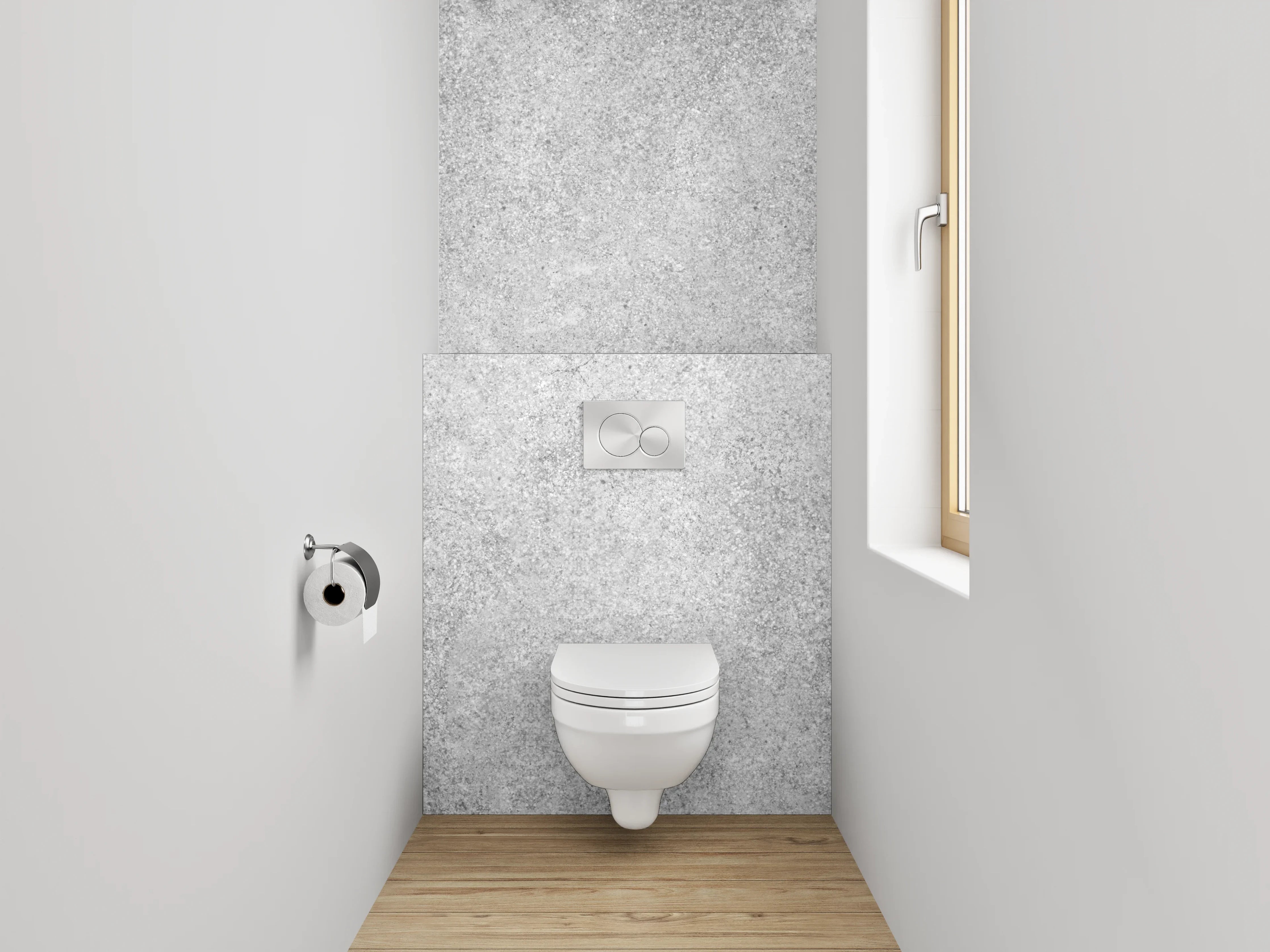 WC-Rückwand - Weiße Betonoptik mit grauer Struktur