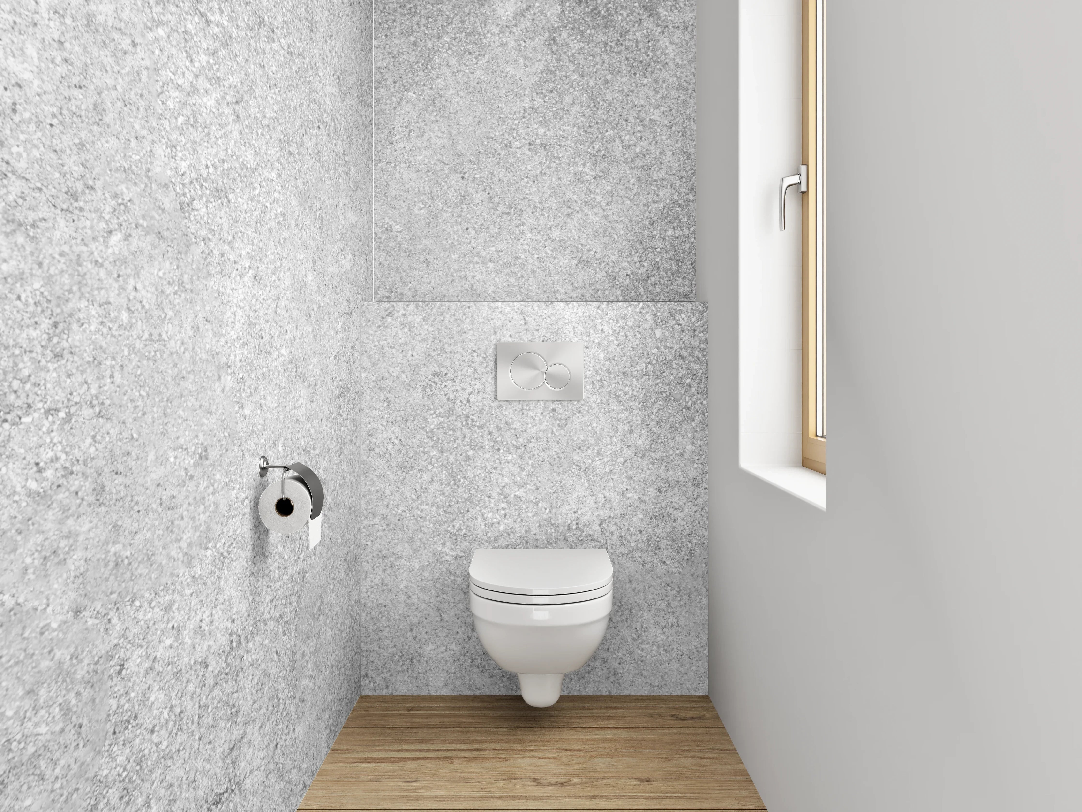 WC-Rückwand - Weiße Betonoptik mit grauer Struktur