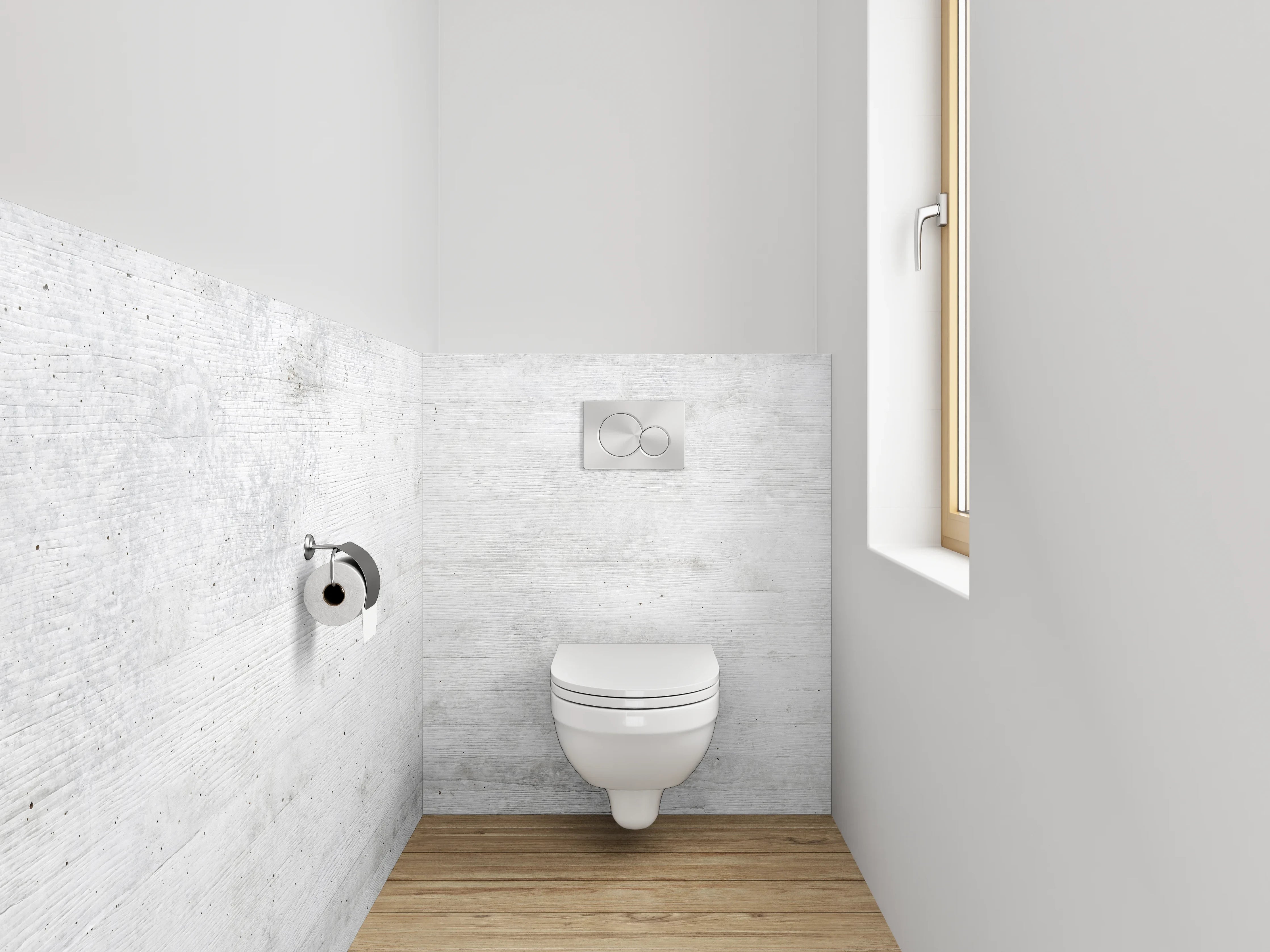 WC-Rückwand - Weiße Betonwand minimalistisch modern