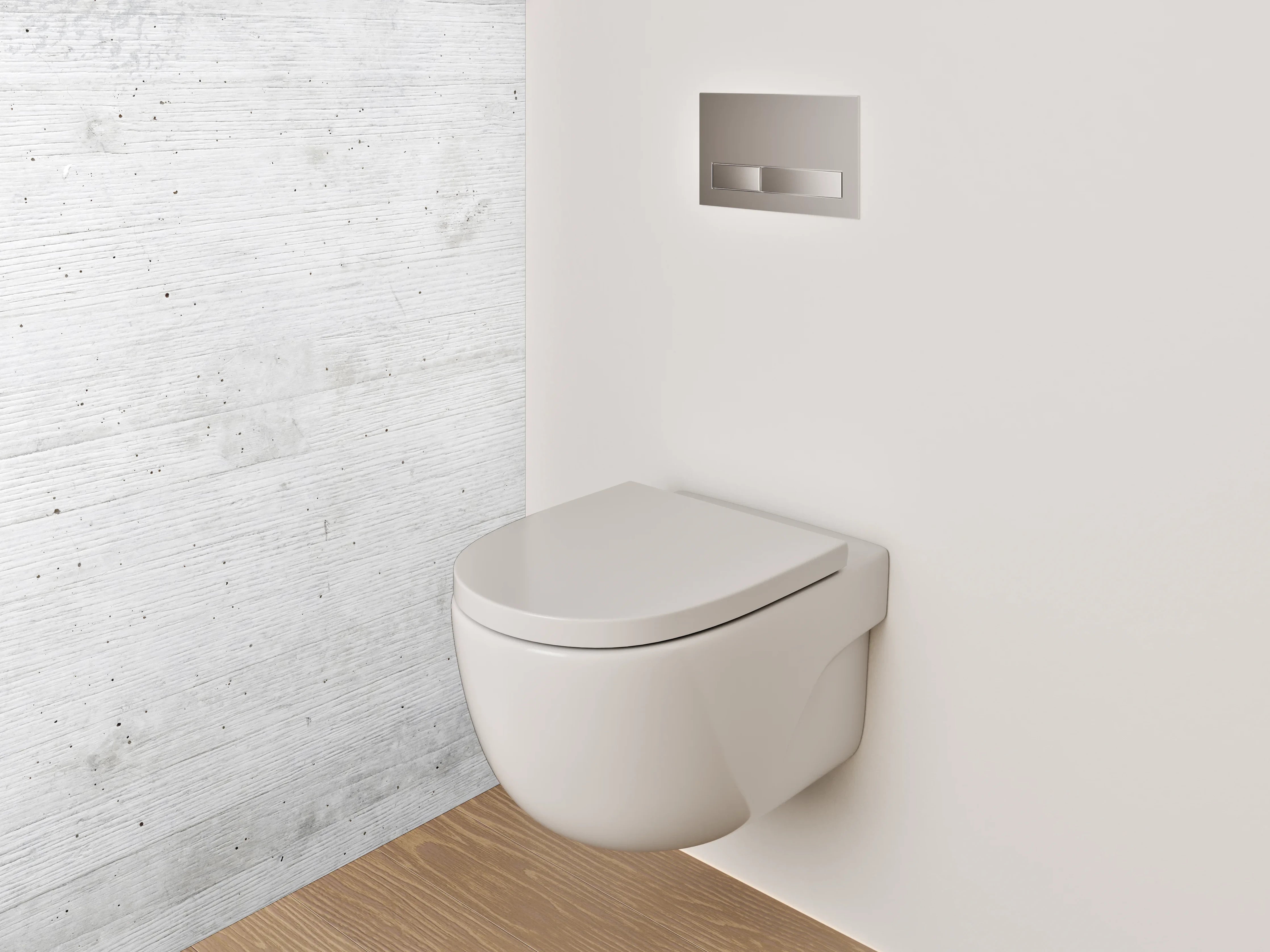 WC-Rückwand - Weiße Betonwand minimalistisch modern