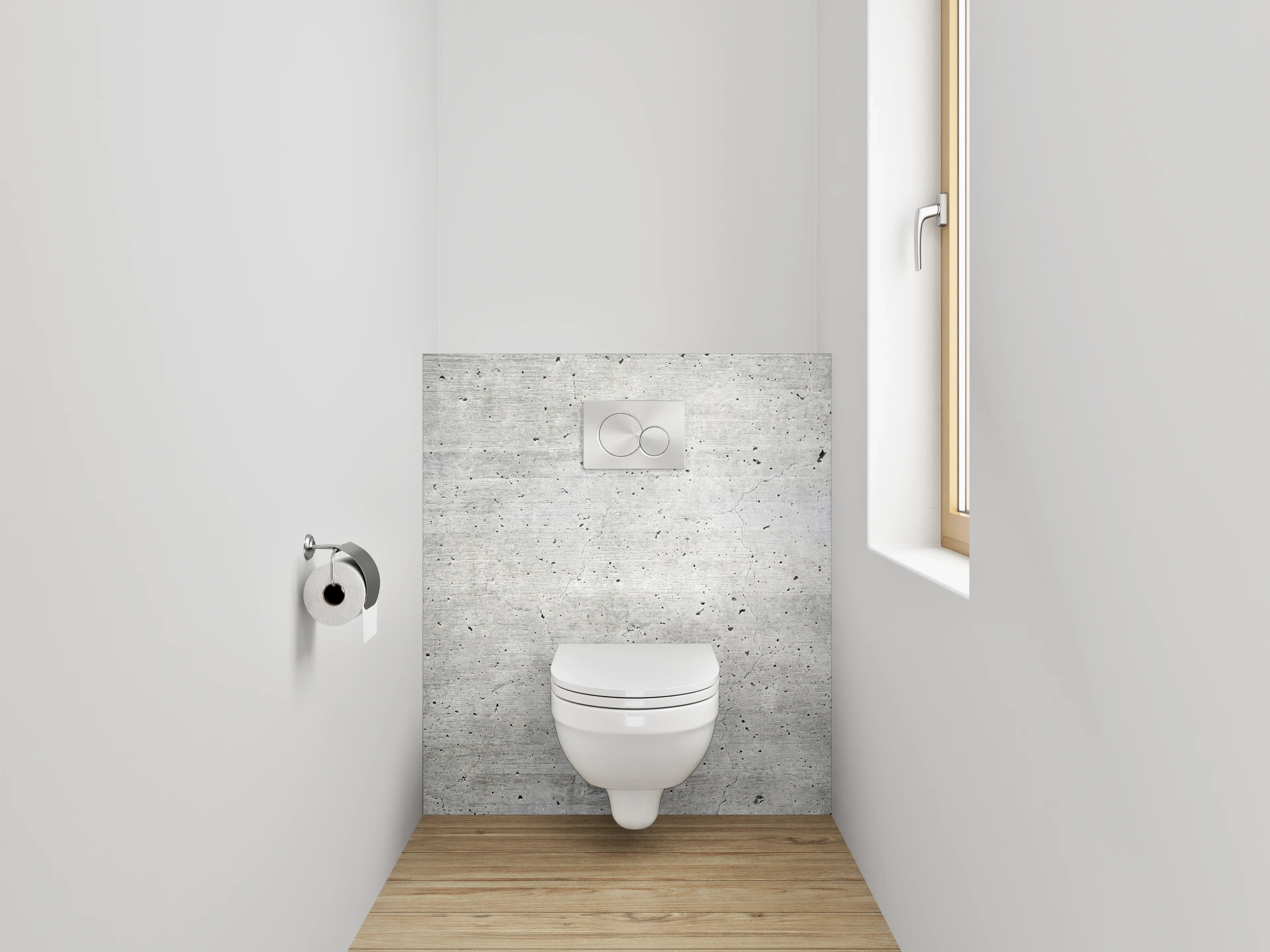 WC-Rückwand - Weiße Betonwand modern minimalistisch