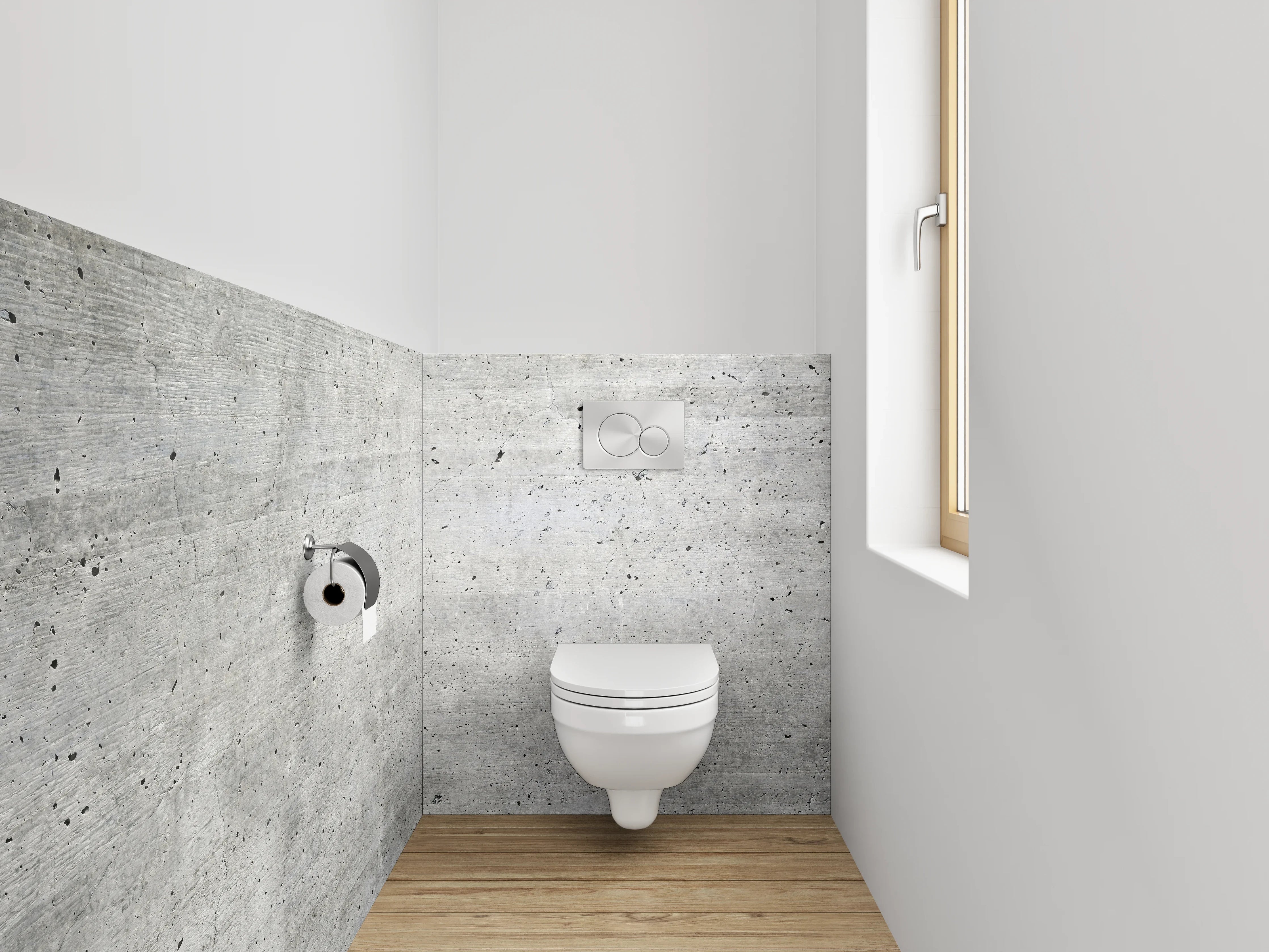 WC-Rückwand - Weiße Betonwand modern minimalistisch