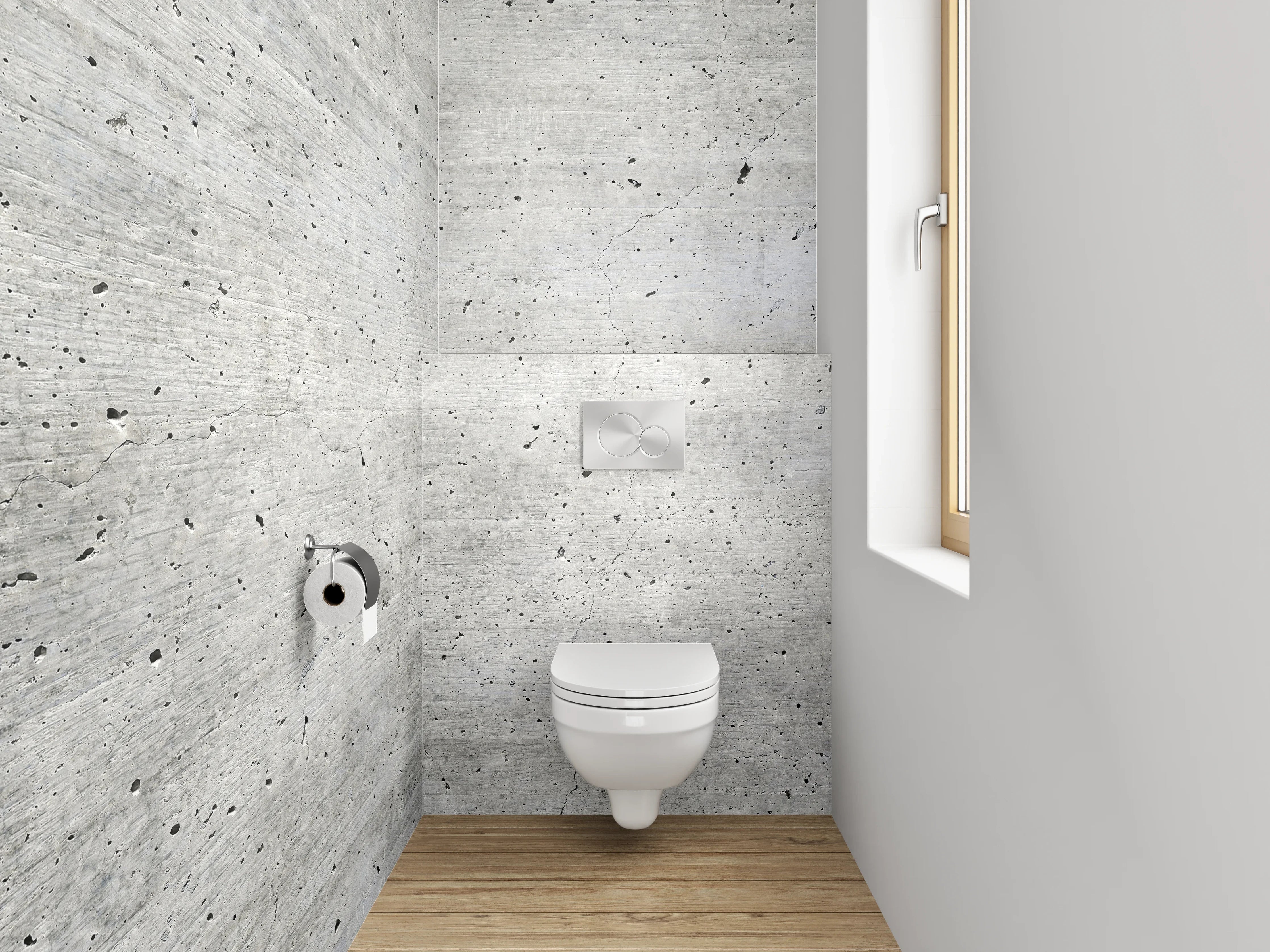 WC-Rückwand - Weiße Betonwand modern minimalistisch