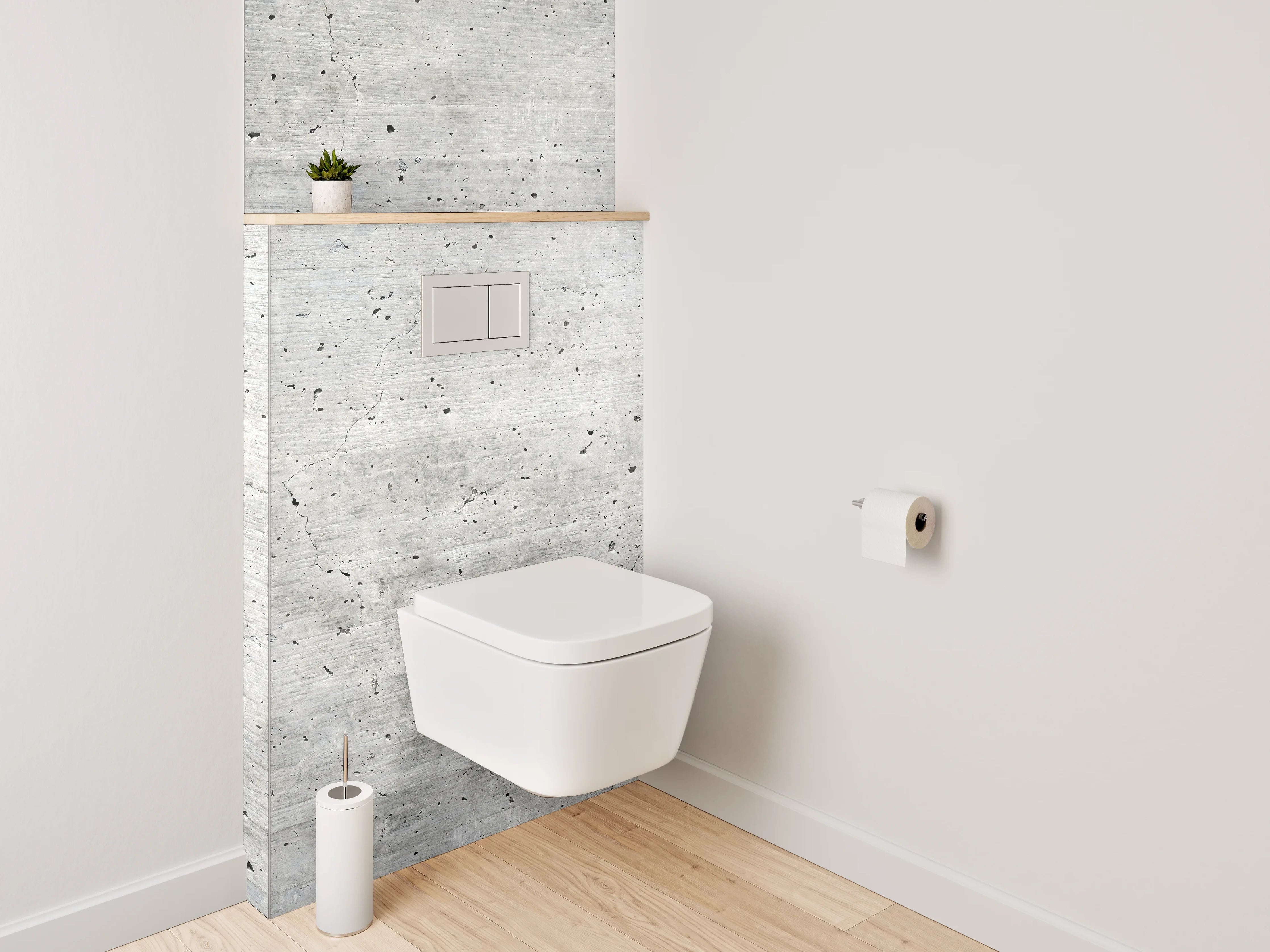 WC-Rückwand - Weiße Betonwand modern minimalistisch