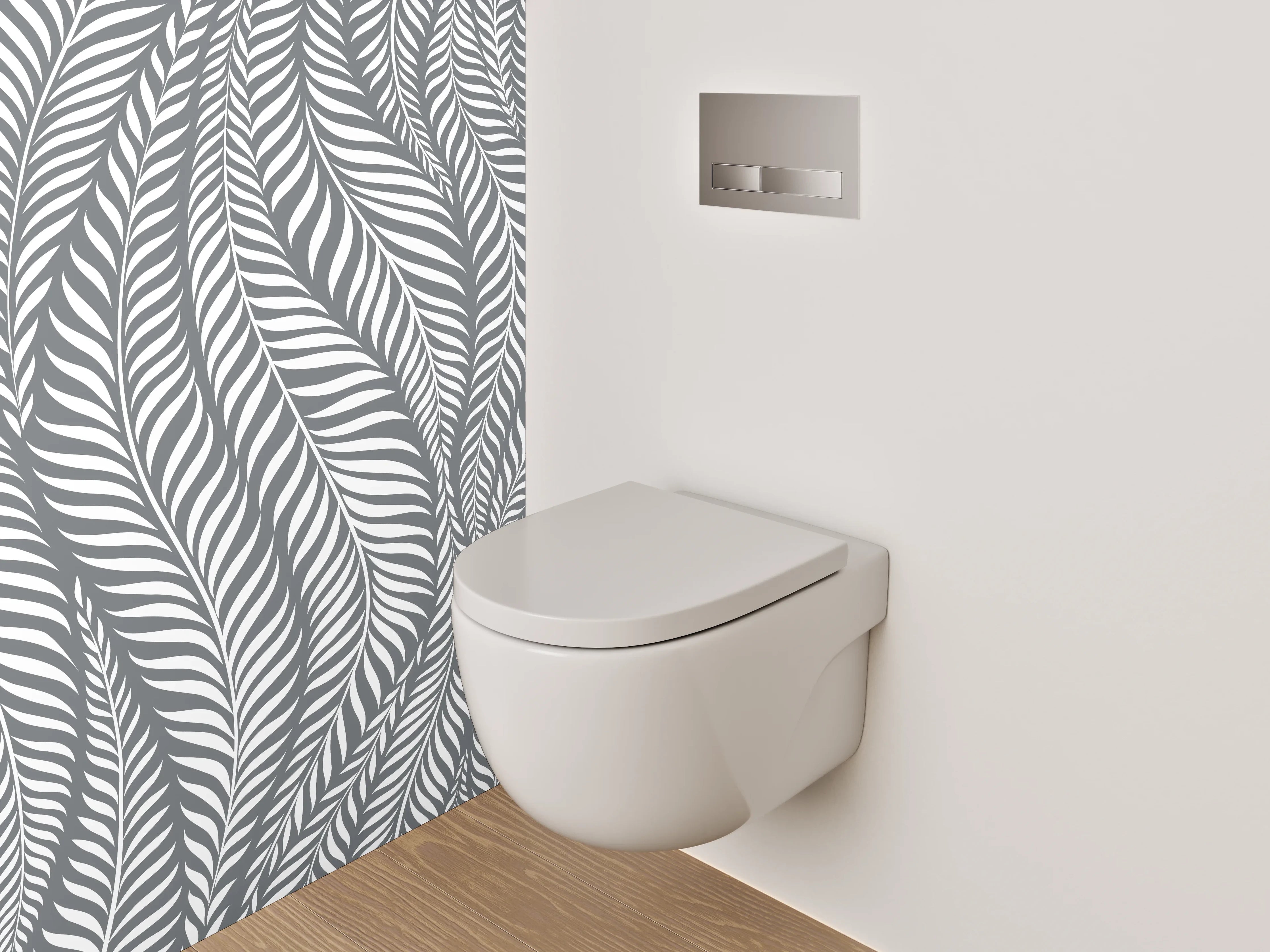 WC-Rückwand - Weiße Blatt- und Linien-Muster
