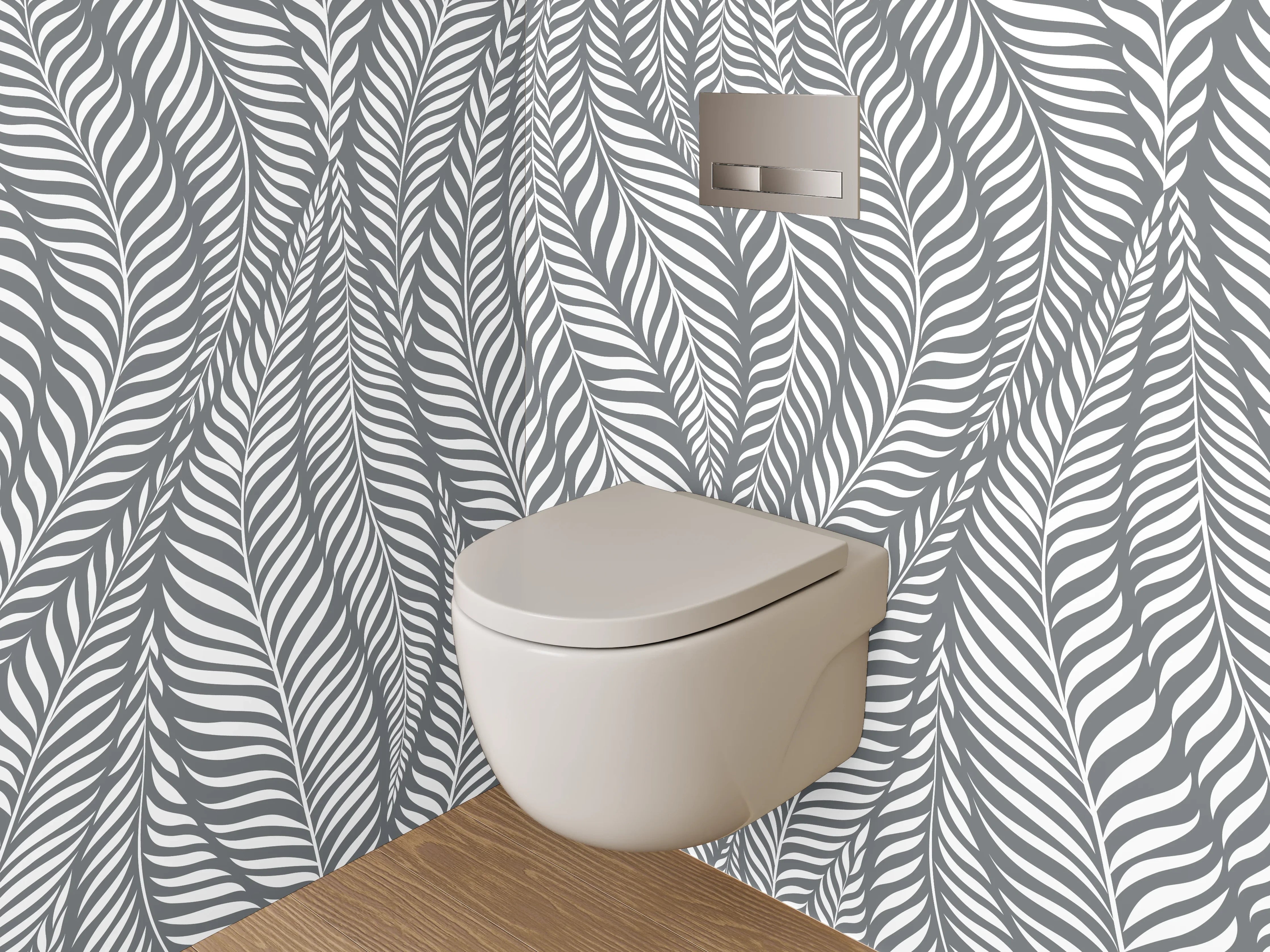 WC-Rückwand - Weiße Blatt- und Linien-Muster